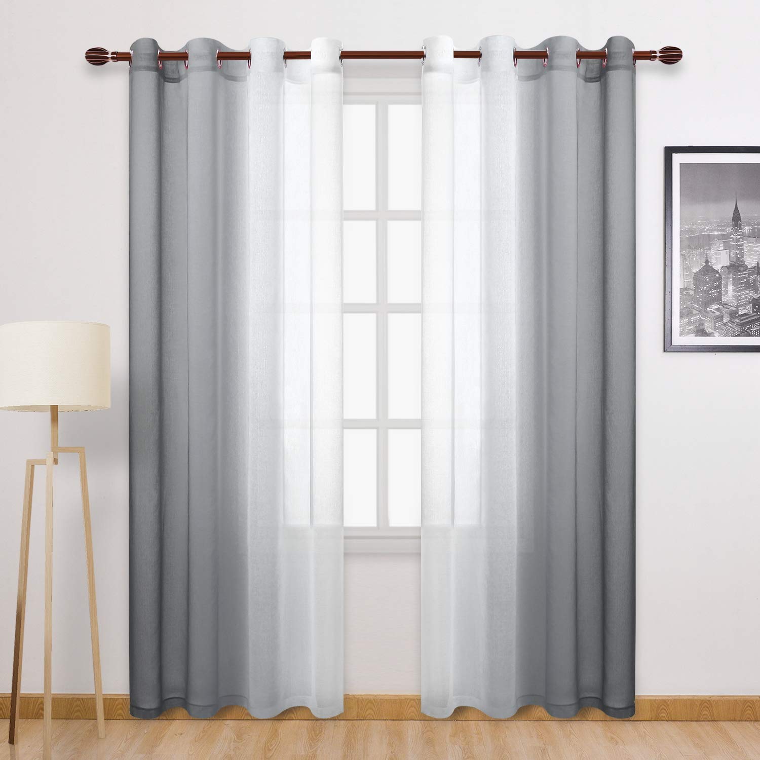 Custom Curtains: Ombre Sheer Curtains, Set of 2 Panels