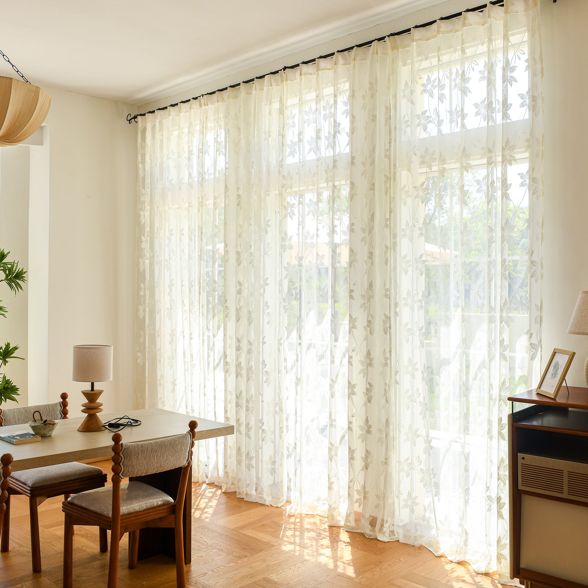 Custom Curtains: Semi-Sheer Lace Voile Curtains, Set of 2 Panels