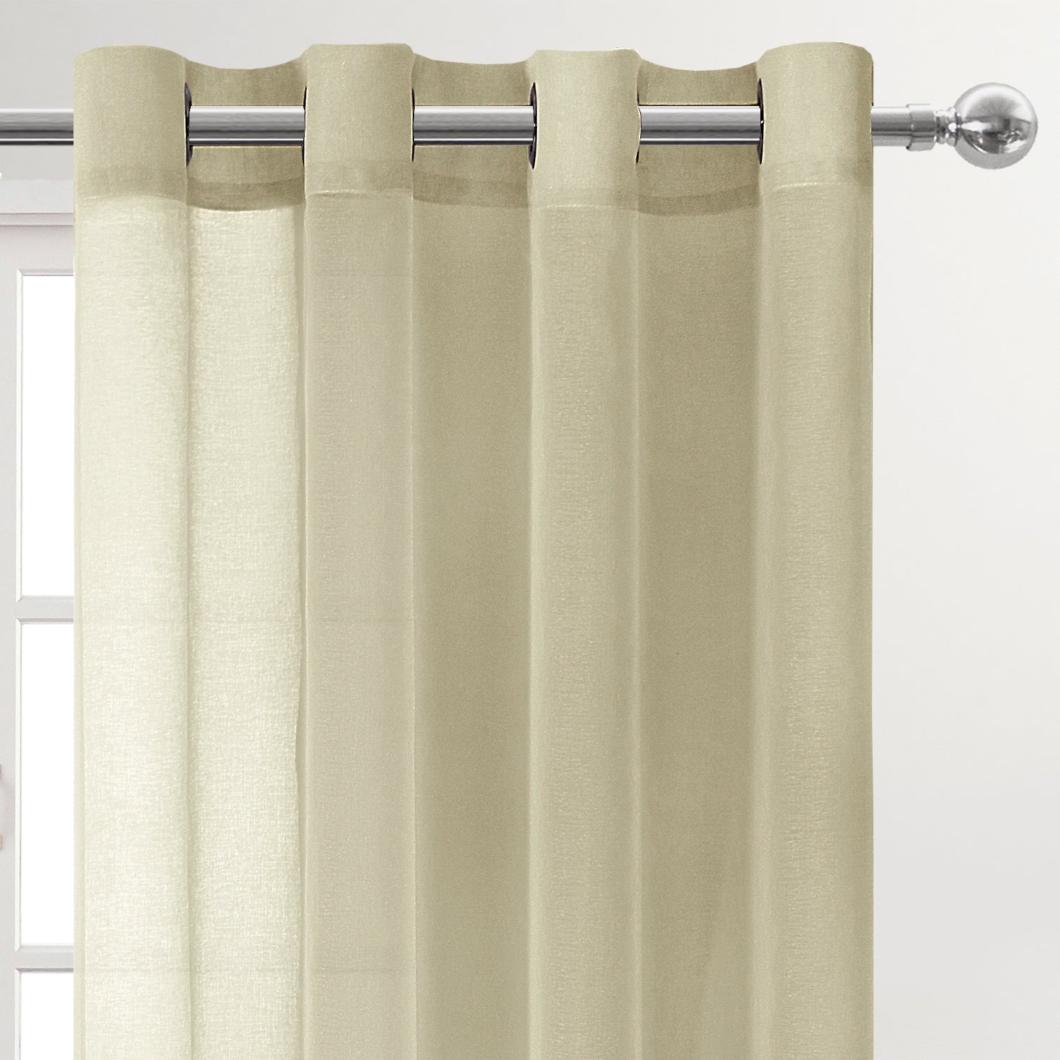 Custom Curtains: Faux Linen Sheer Curtains, Set of 2 Panels