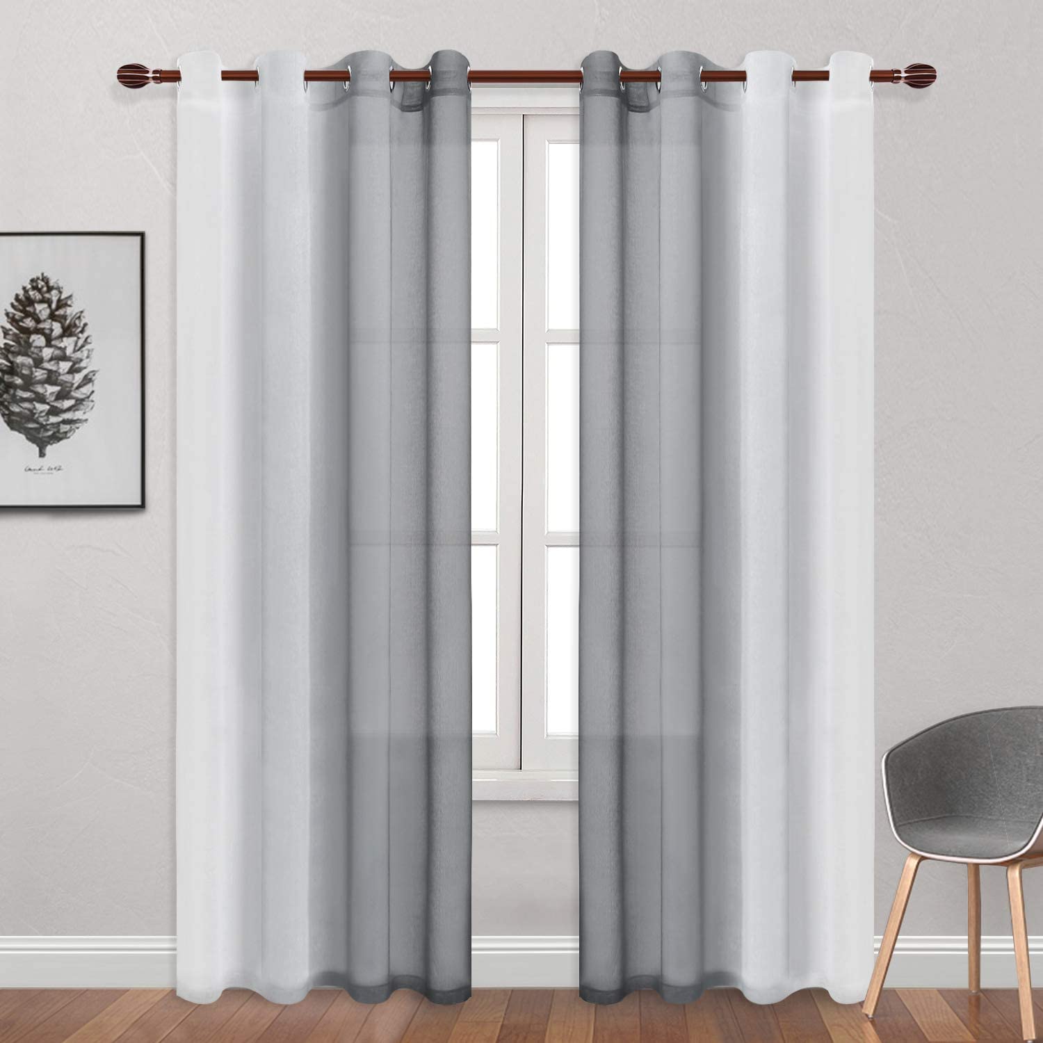 Custom Curtains: Ombre Sheer Curtains, Set of 2 Panels