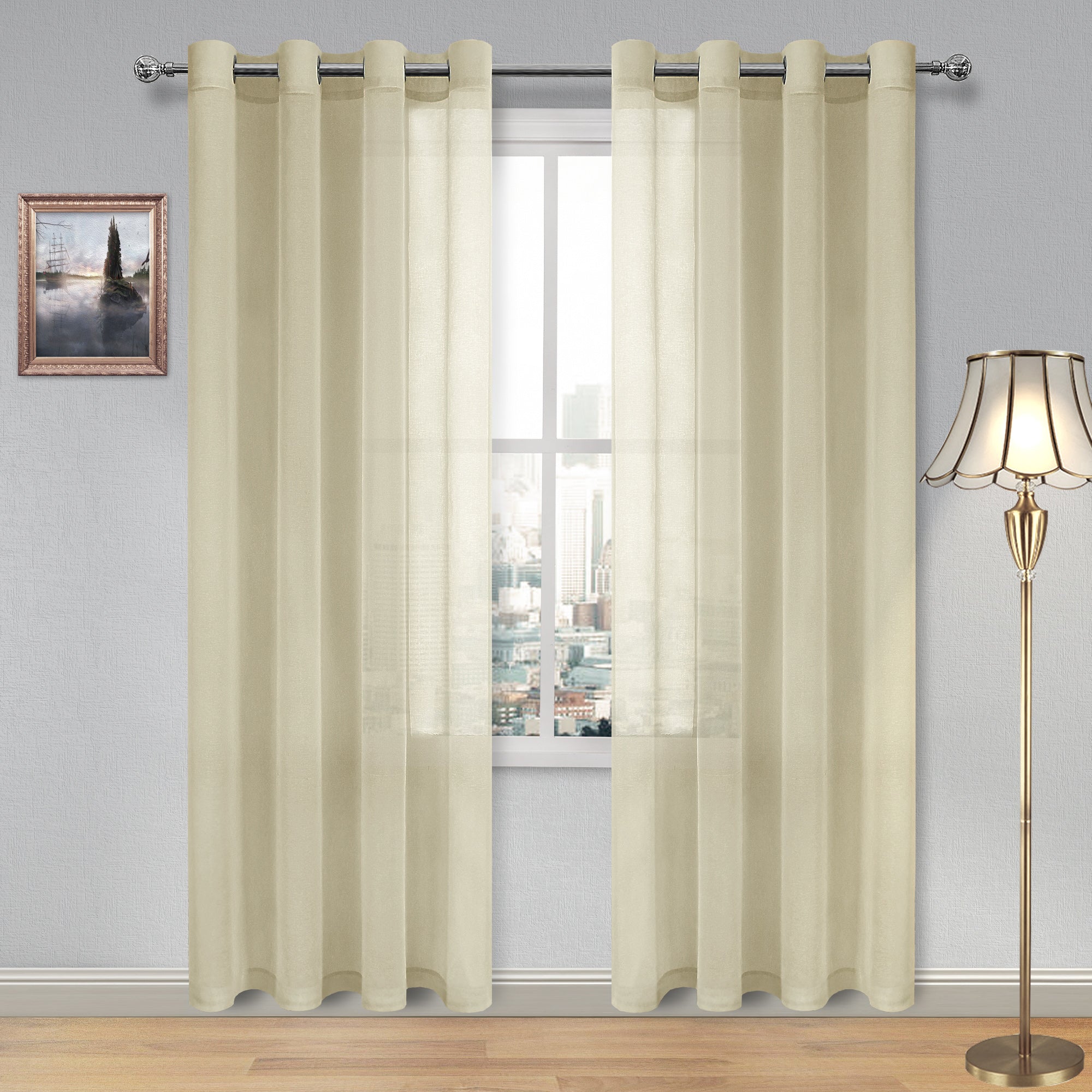 Custom Curtains: Faux Linen Sheer Curtains, Set of 2 Panels