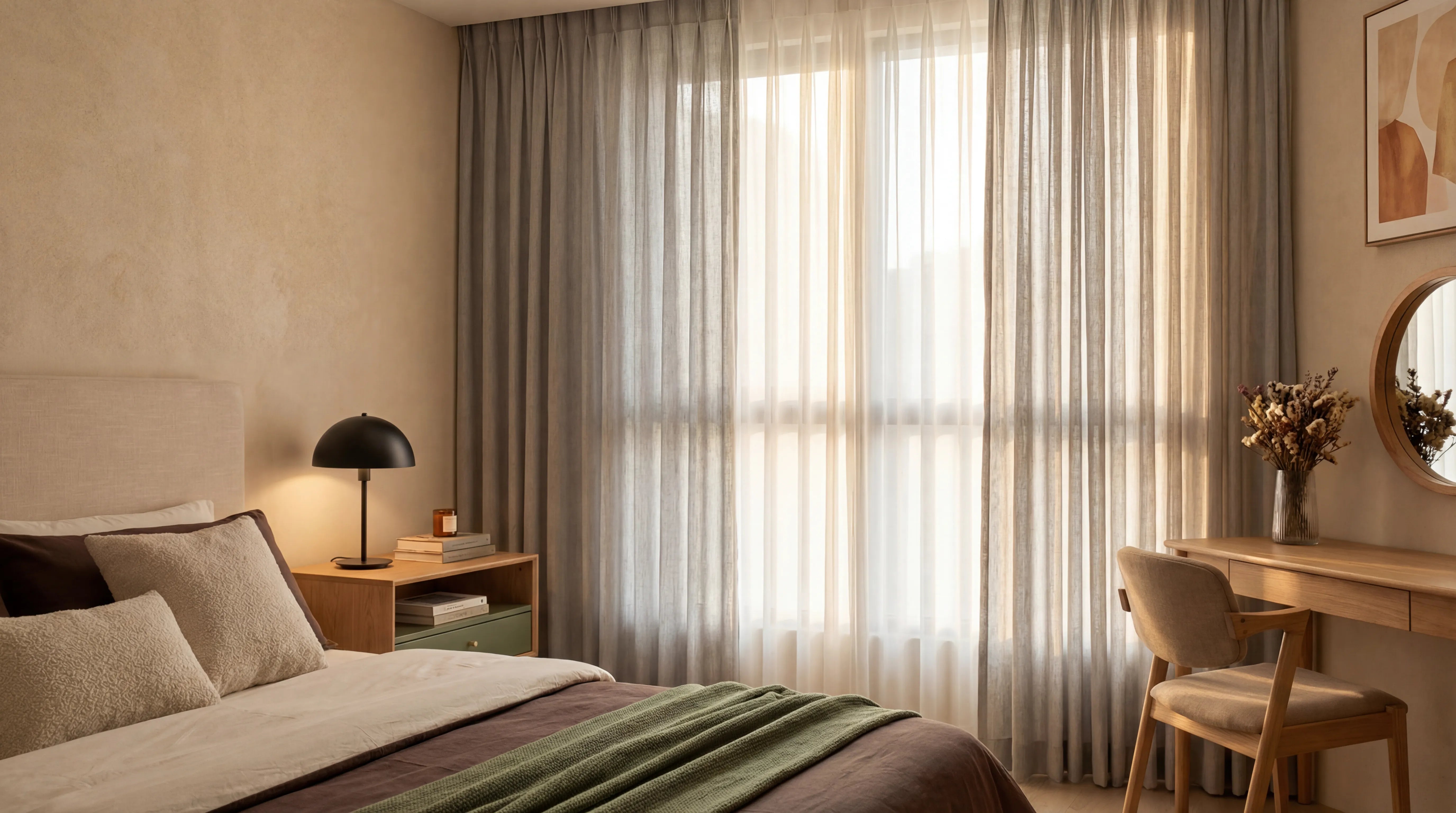 DWCN custom curtains in a beautifully styled living room