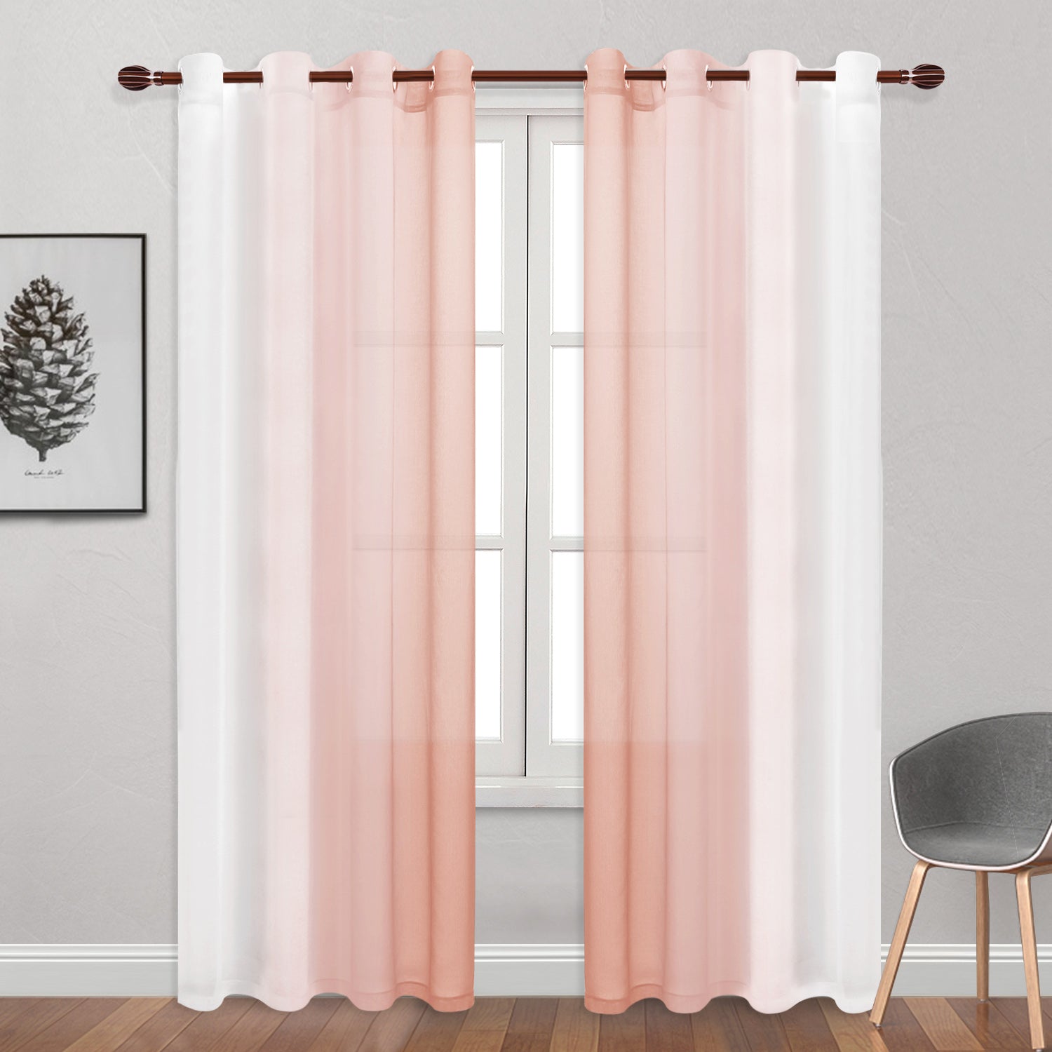 Custom Curtains: Ombre Sheer Curtains, Set of 2 Panels