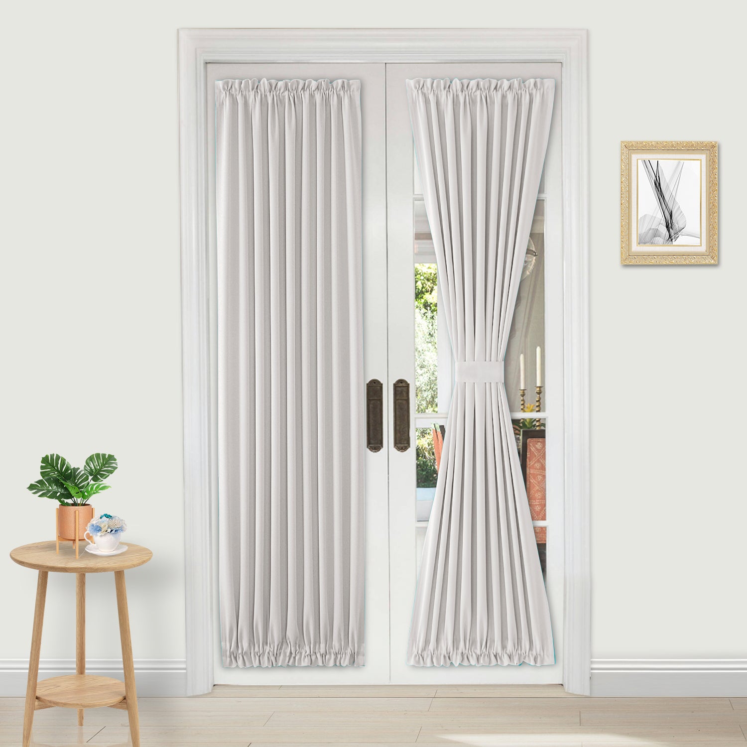 DWCN French Blackout Door Curtains, 1 Curtain Panel with Tieback