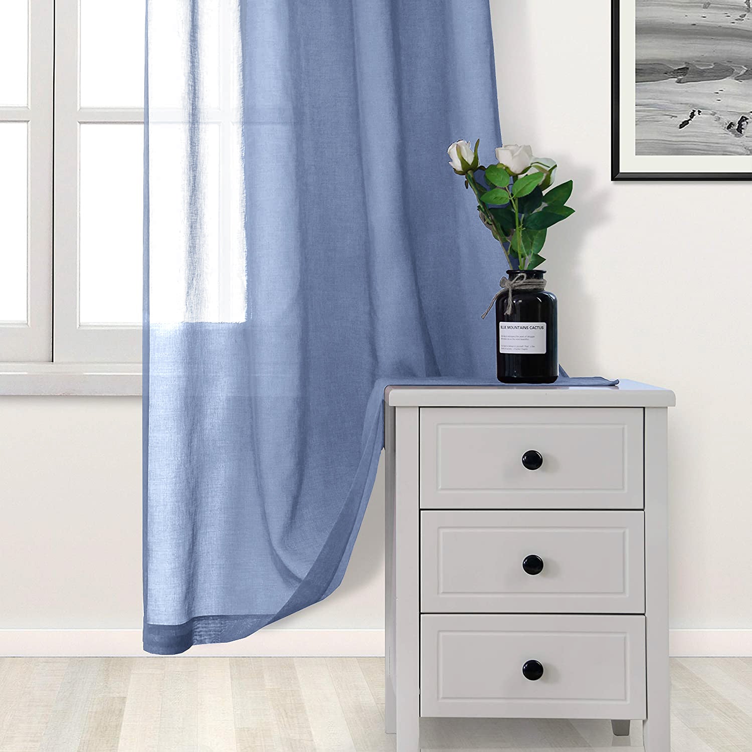 Rod Pocket Sheer Curtains, Set of 2 Panels