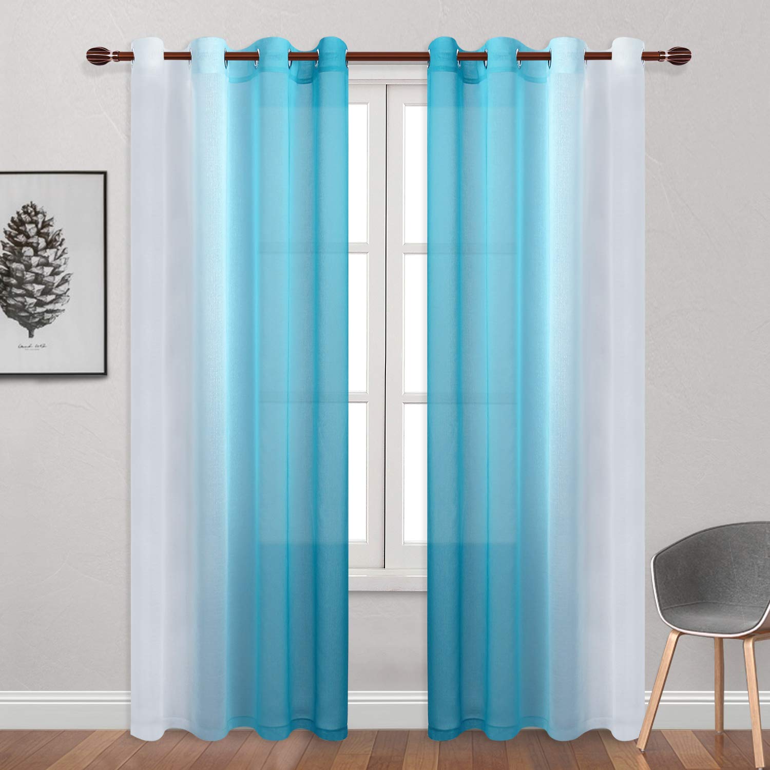 Custom Curtains: Ombre Sheer Curtains, Set of 2 Panels