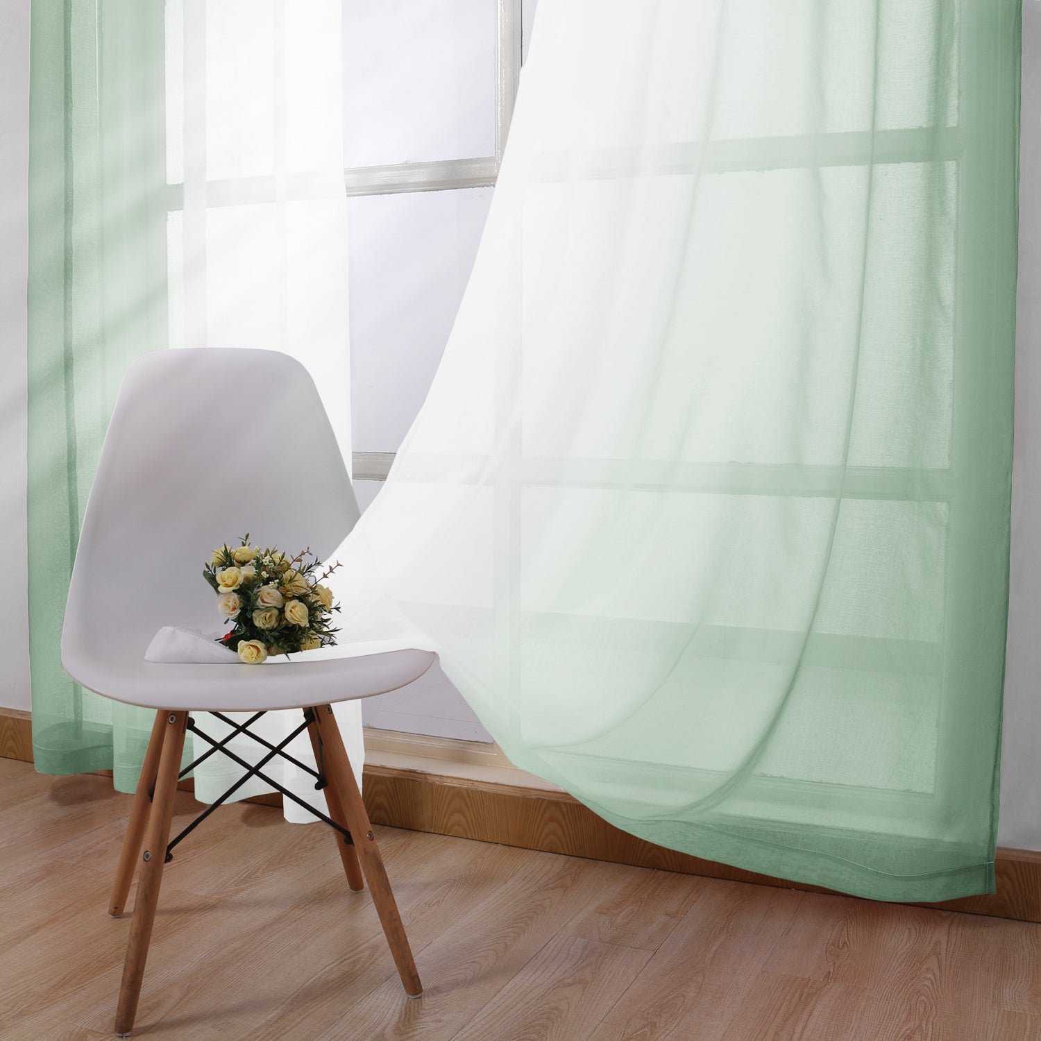 Custom Curtains: Ombre Sheer Curtains, Set of 2 Panels