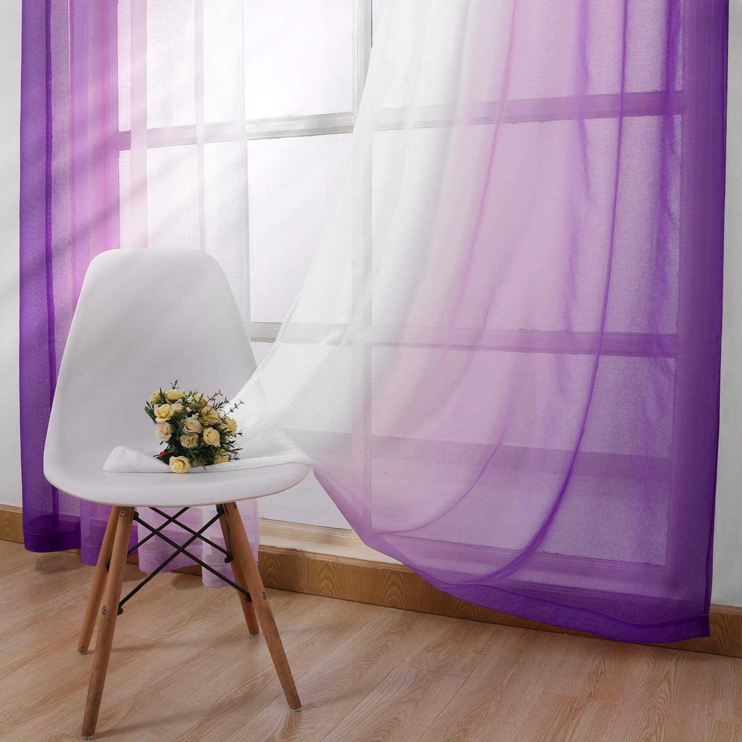 Custom Curtains: Ombre Sheer Curtains, Set of 2 Panels