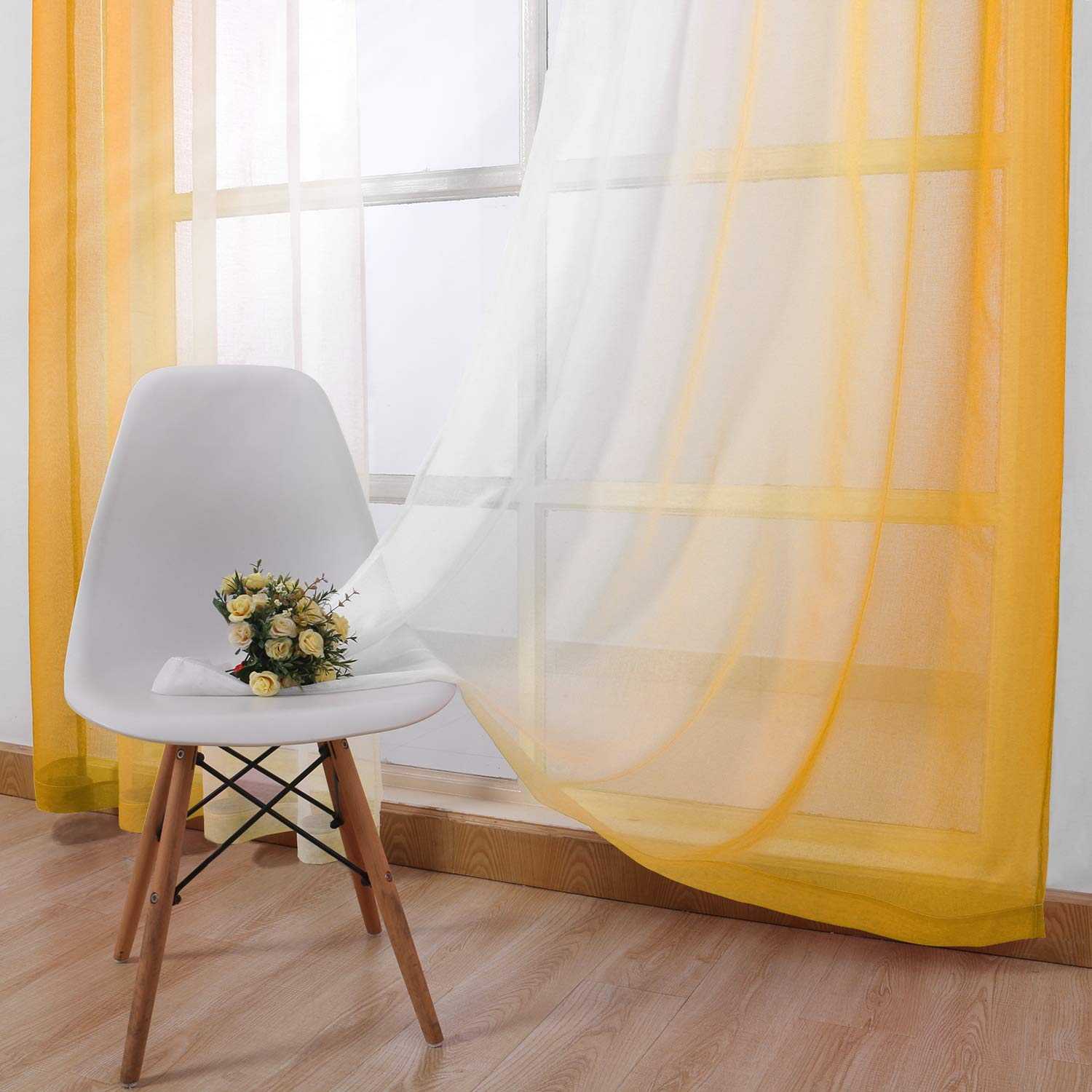 Custom Curtains: Ombre Sheer Curtains, Set of 2 Panels