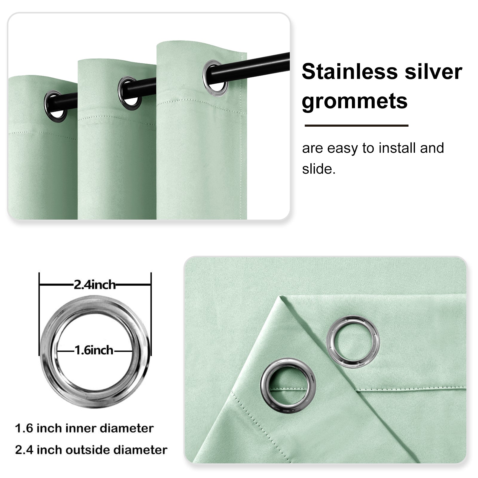 Grommet Blackout Curtains, Set of 2 Panels