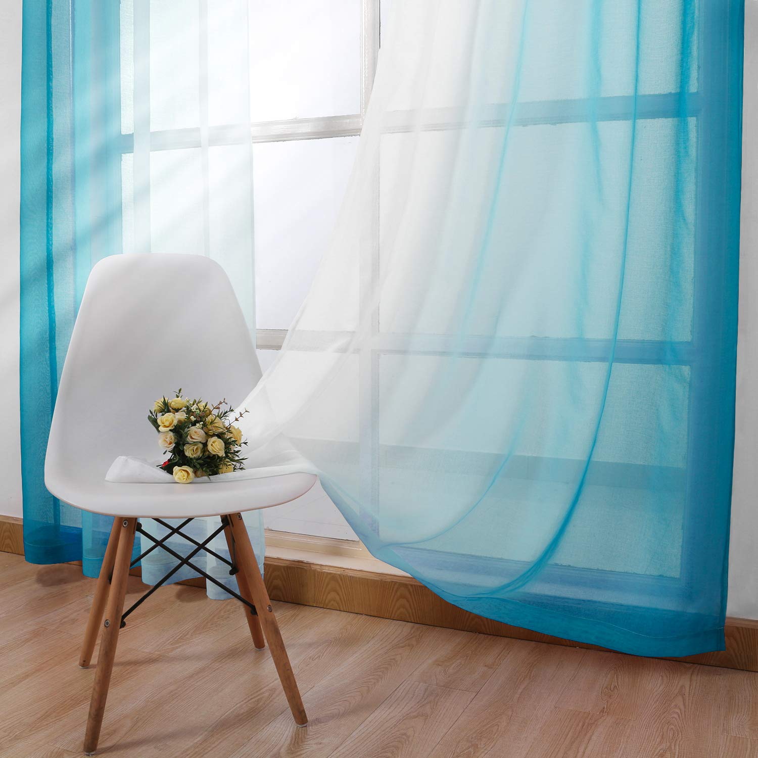 Custom Curtains: Ombre Sheer Curtains, Set of 2 Panels