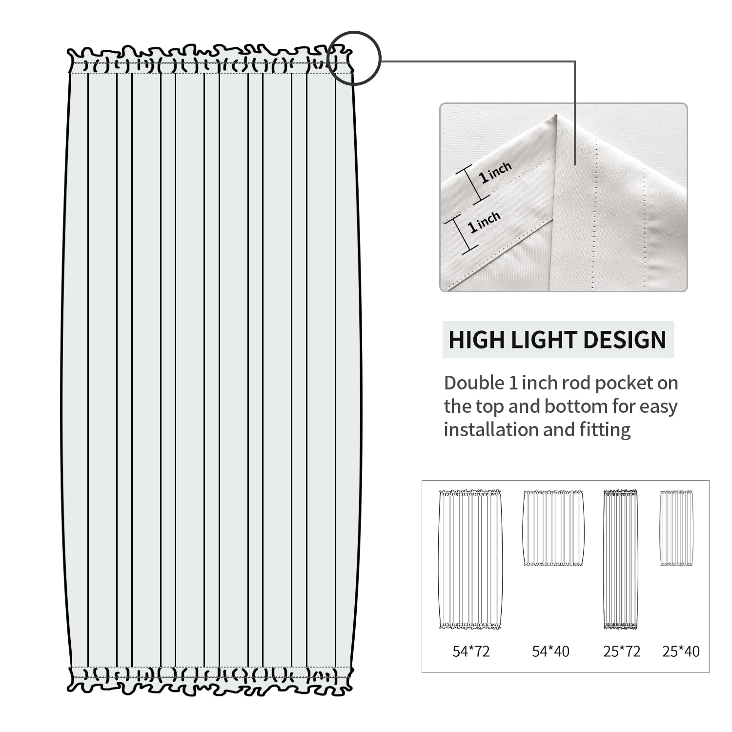DWCN French Blackout Door Curtains, 1 Curtain Panel with Tieback