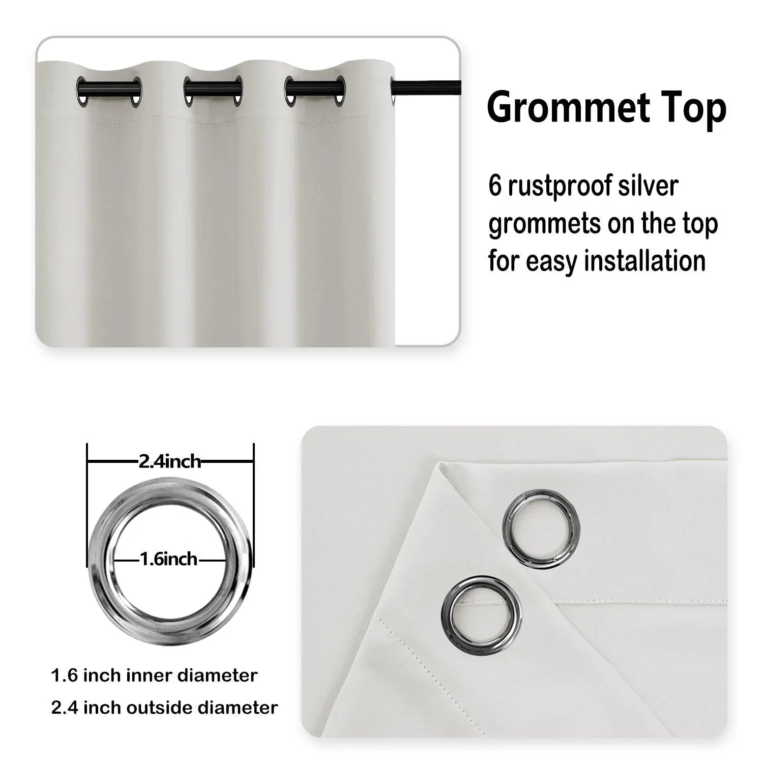 DWCN Grommet Blackout Curtains with Tiebacks - DWCN Official