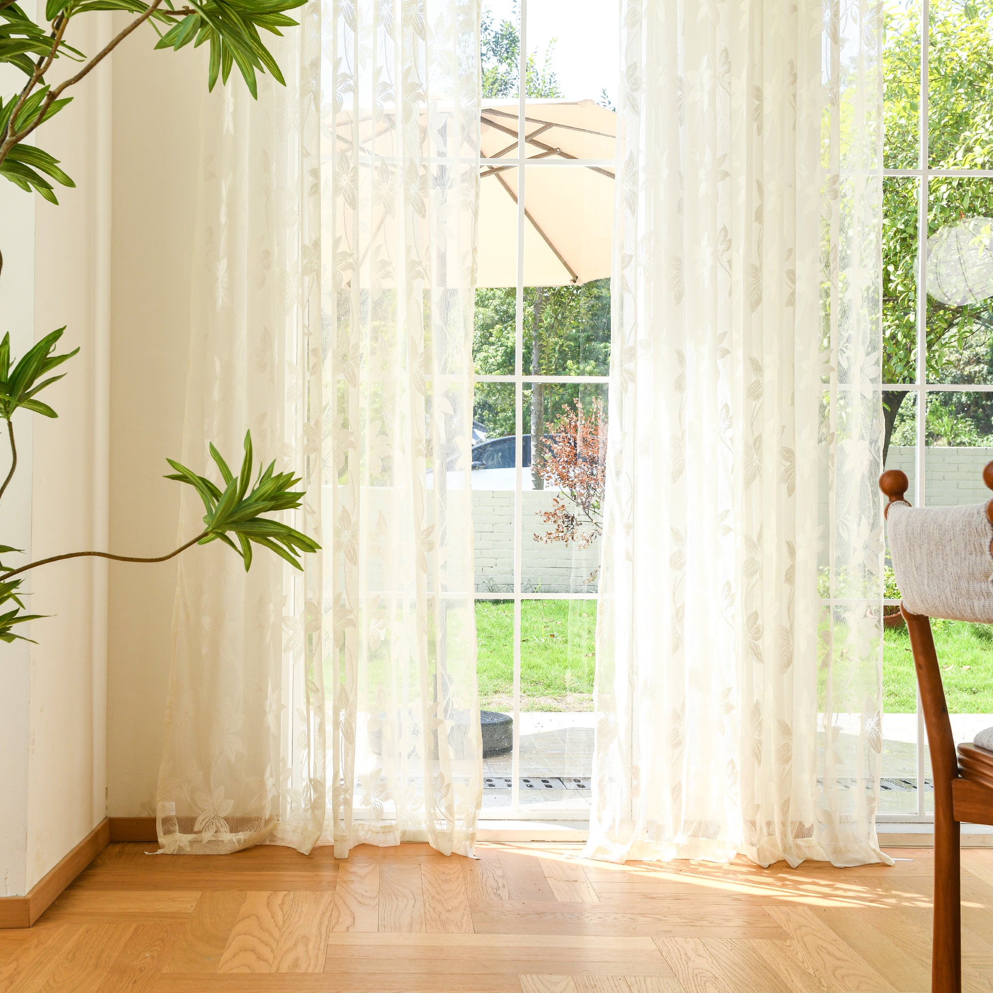 Custom Curtains: Semi-Sheer Lace Voile Curtains, Set of 2 Panels