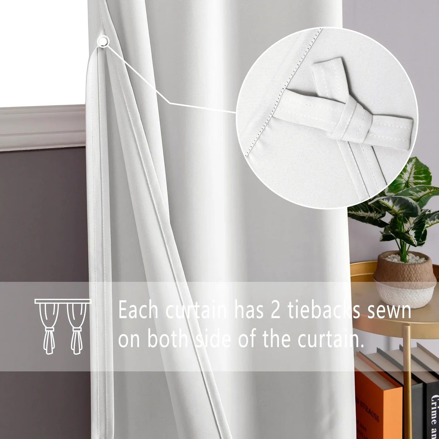 DWCN Blackout Curtains with Tiebacks, Set of 2 Panels