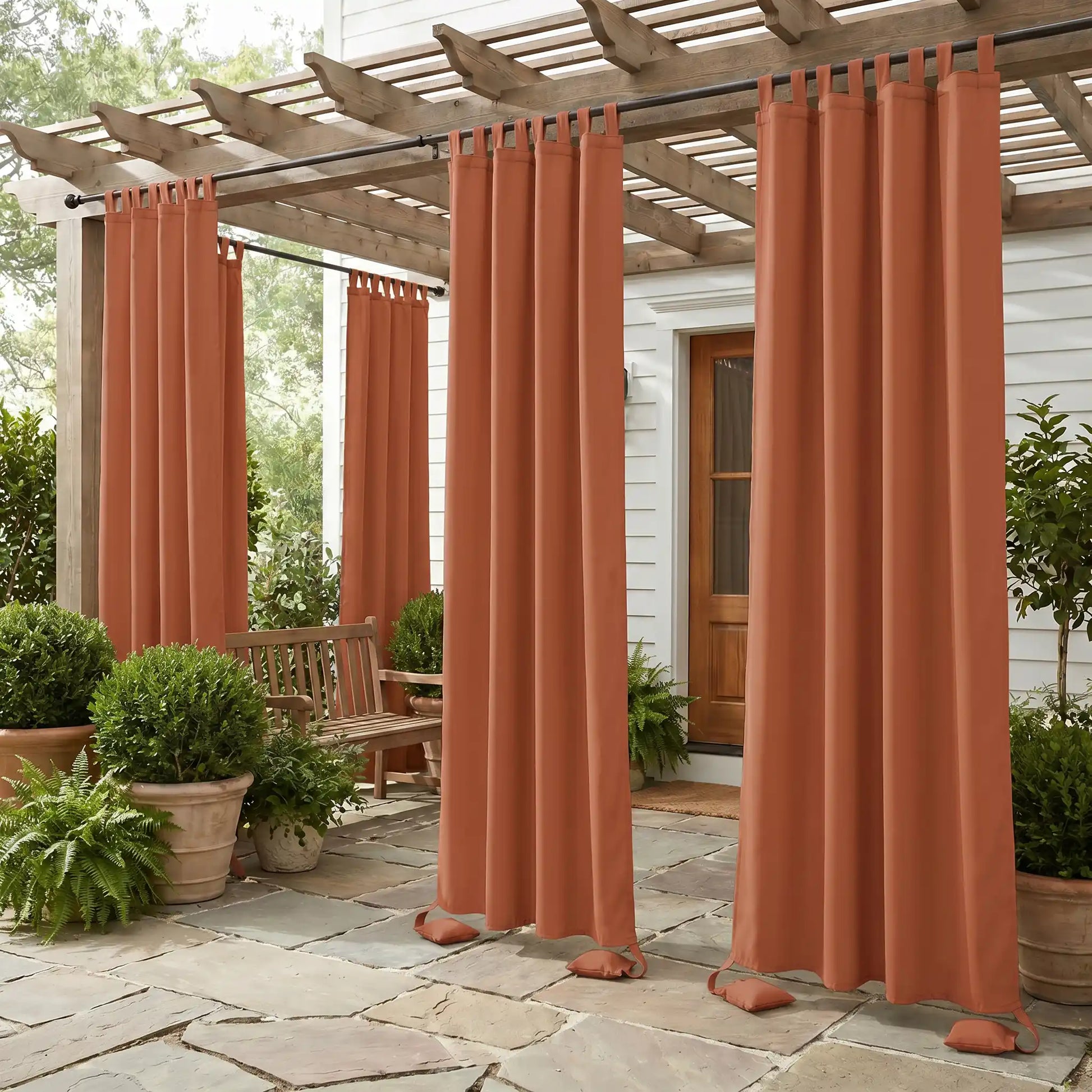 DWCN Official tab top and weighted outdoor curtain with windproof and waterproof design, ideal for patio or garden use
