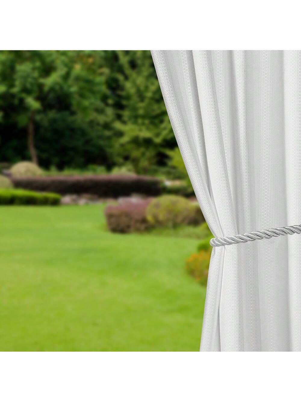 DWCN 2 Panels Geometric Grid Waterproof Outdoor Curtains