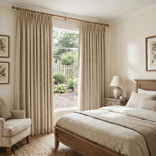 Natural linen blackout curtains with woven texture in black from DWCN Official, featuring a modern, elegant design.