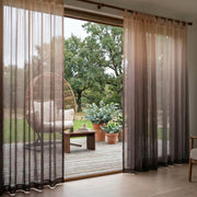 Vertical Ombre Linen Texture Outdoor Sheer Curtains