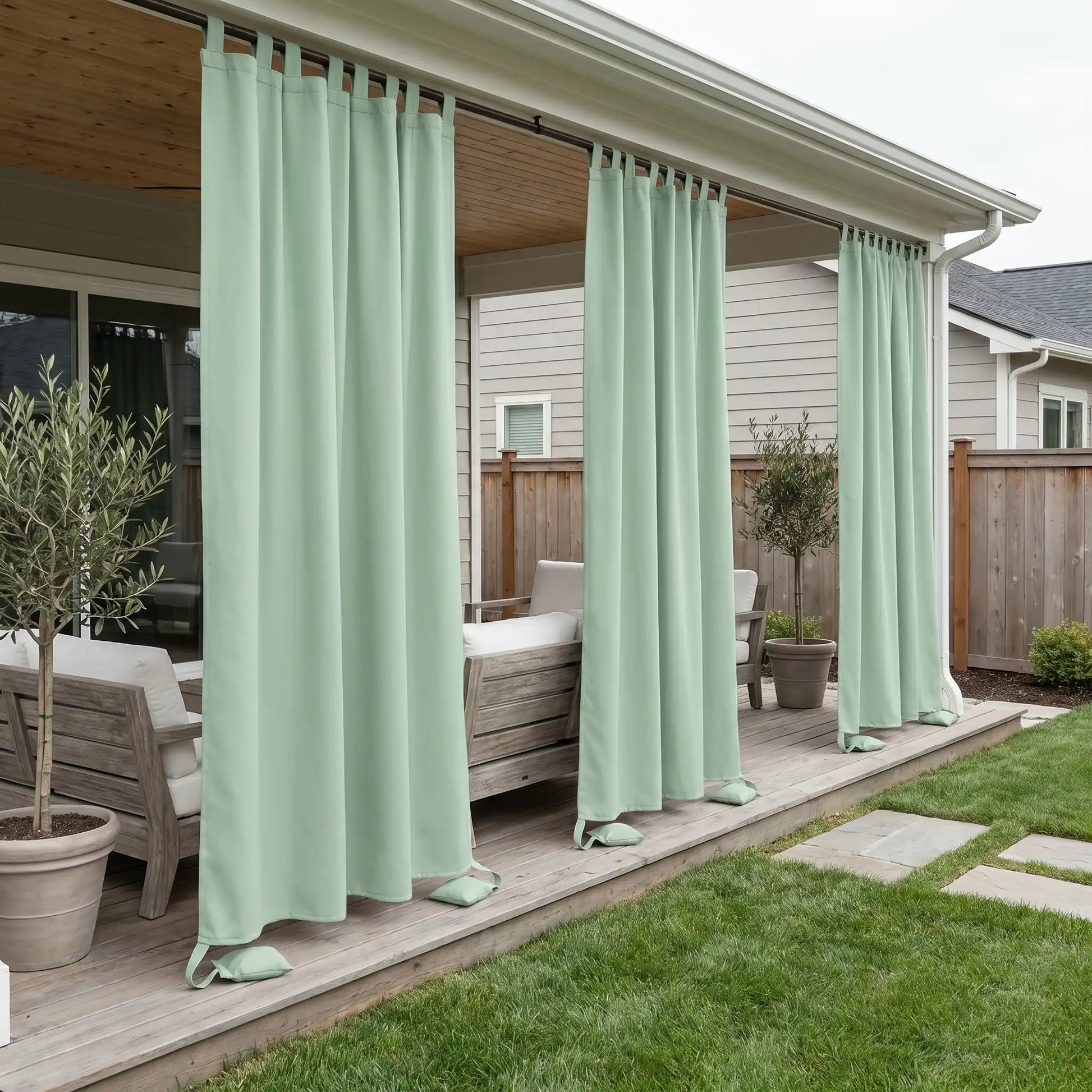 DWCN Official outdoor curtain with tab top and weighted bottom, windproof and waterproof fabric for outdoor privacy and weather protection