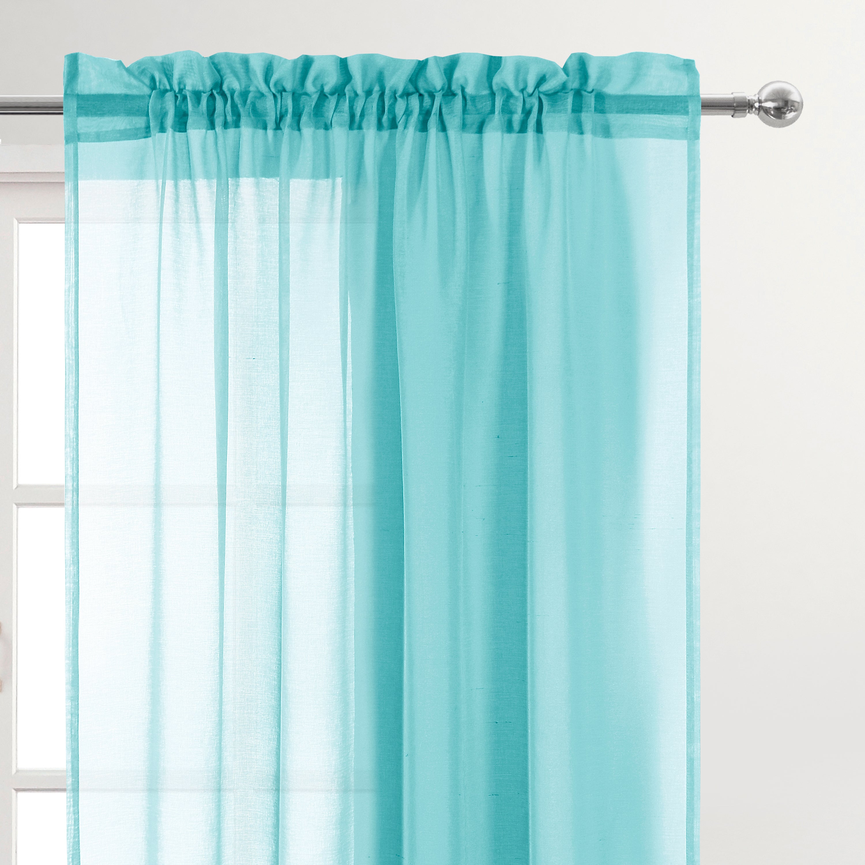 Rod Pocket Sheer Curtains, Set of 2 Panels