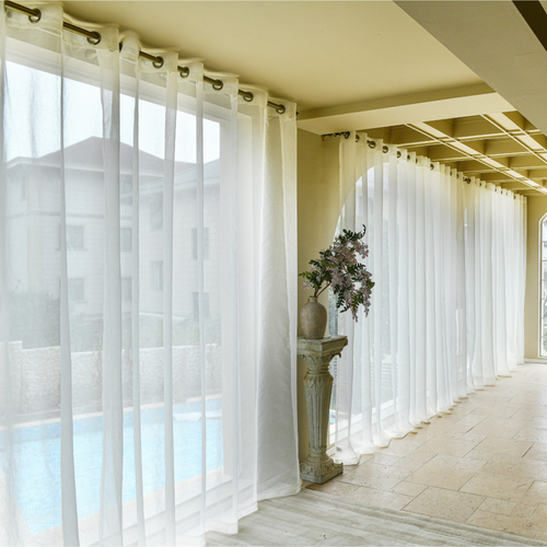 Custom Curtains: Linen Texture Sheer Curtains, Set of 2 Panels