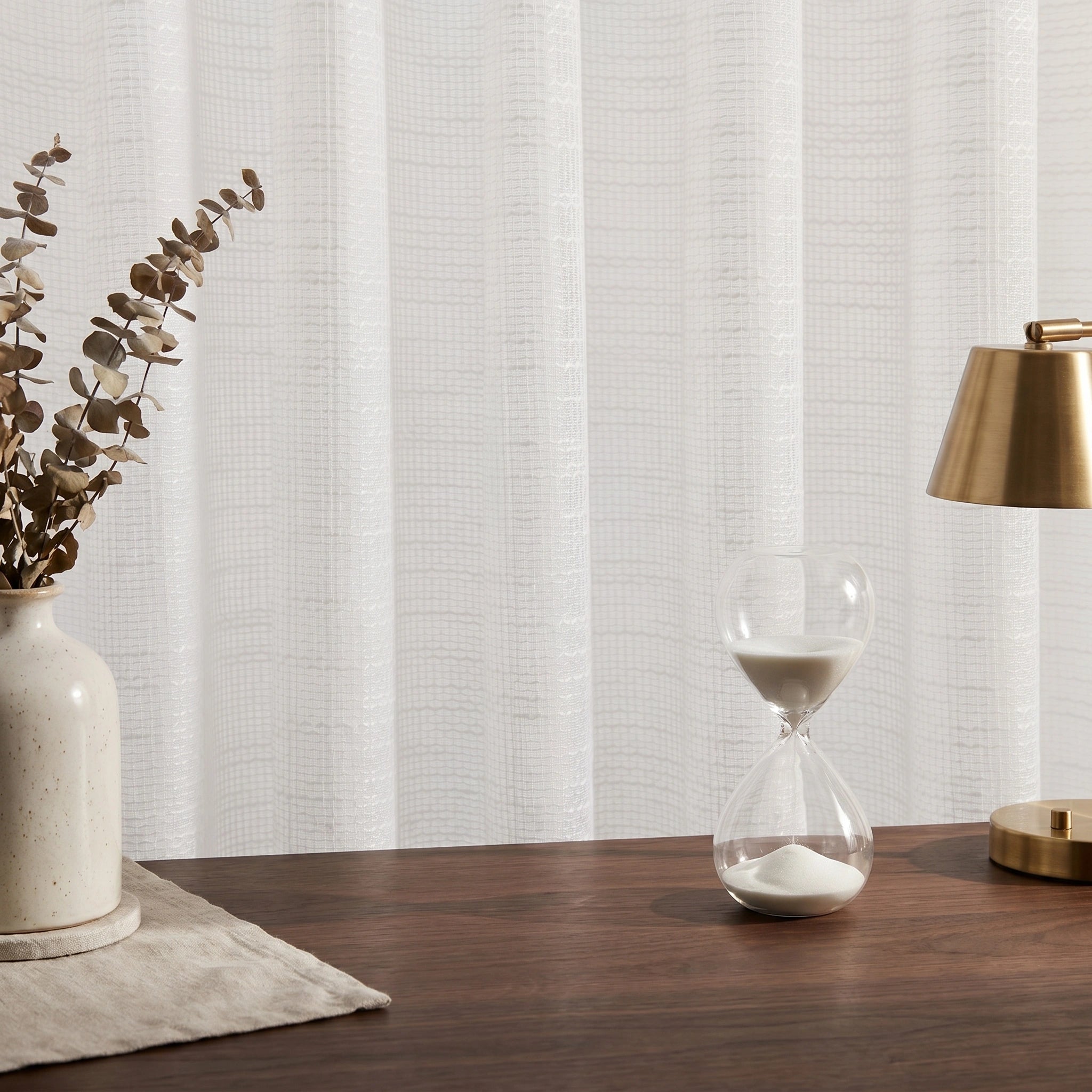 DWCN Official Theia Linen Sheer Curtains hanging window treatment with light, airy linen fabric for elegant home decor