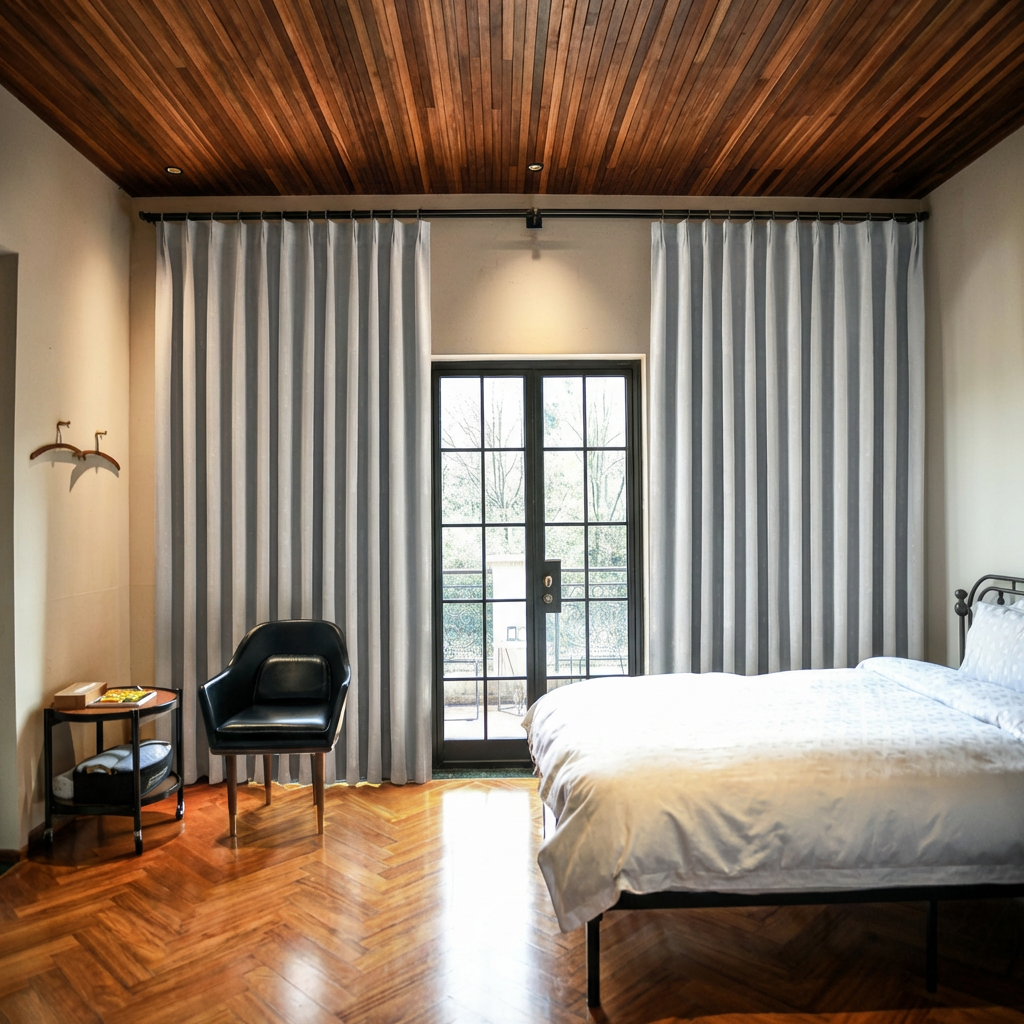 Aurelia Embroidered-Pattern Cotton Curtain