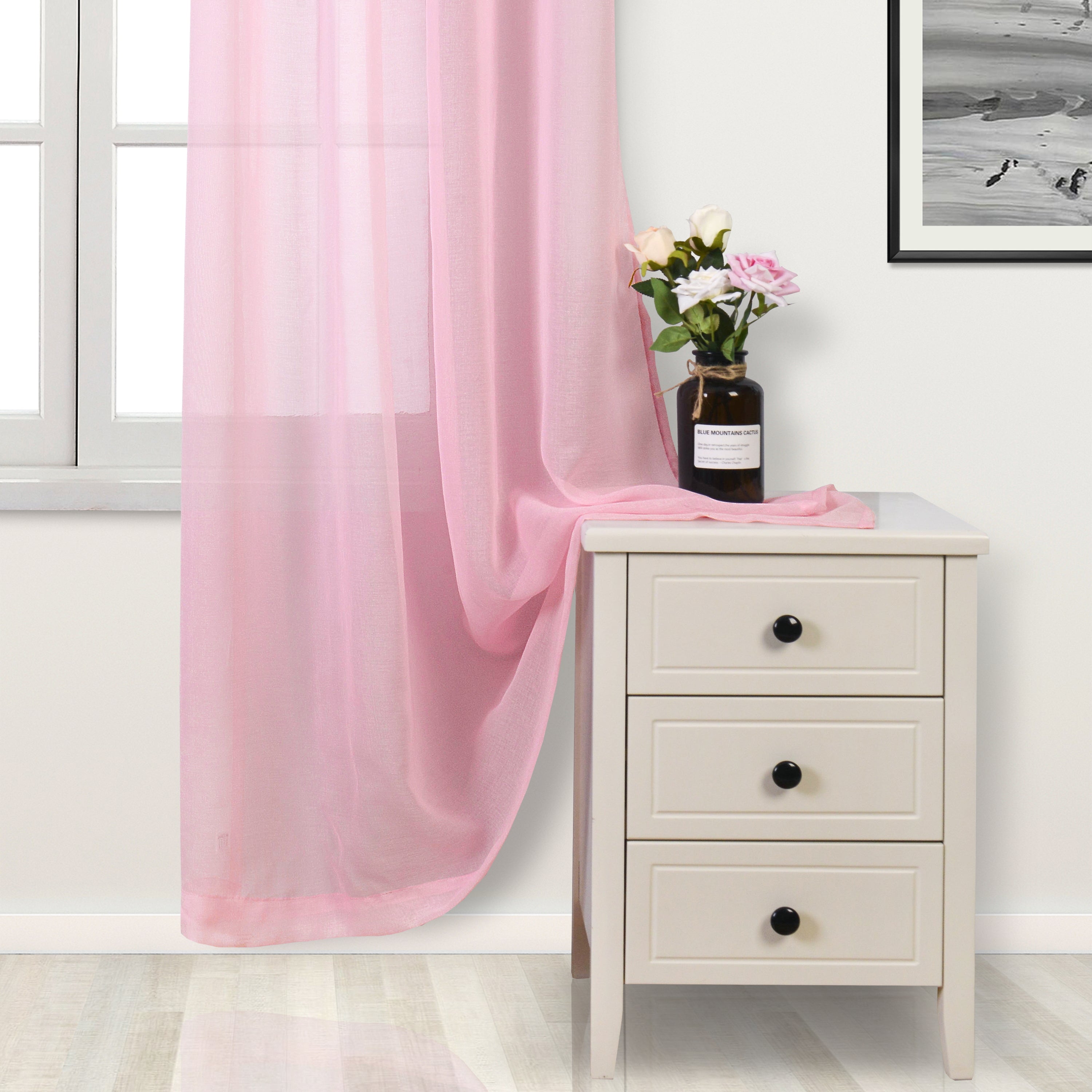 Rod Pocket Sheer Curtains, Set of 2 Panels