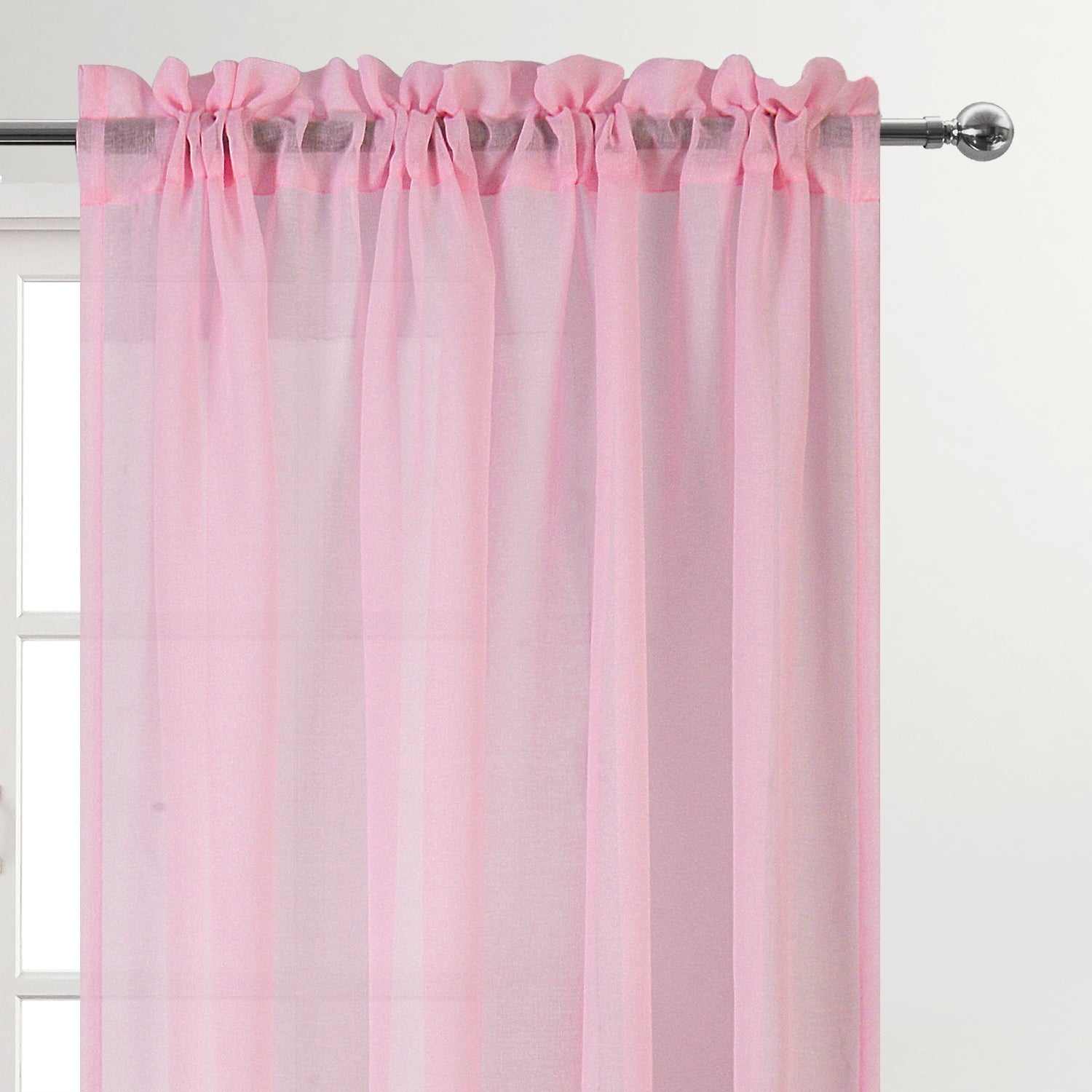 Rod Pocket Sheer Curtains, Set of 2 Panels
