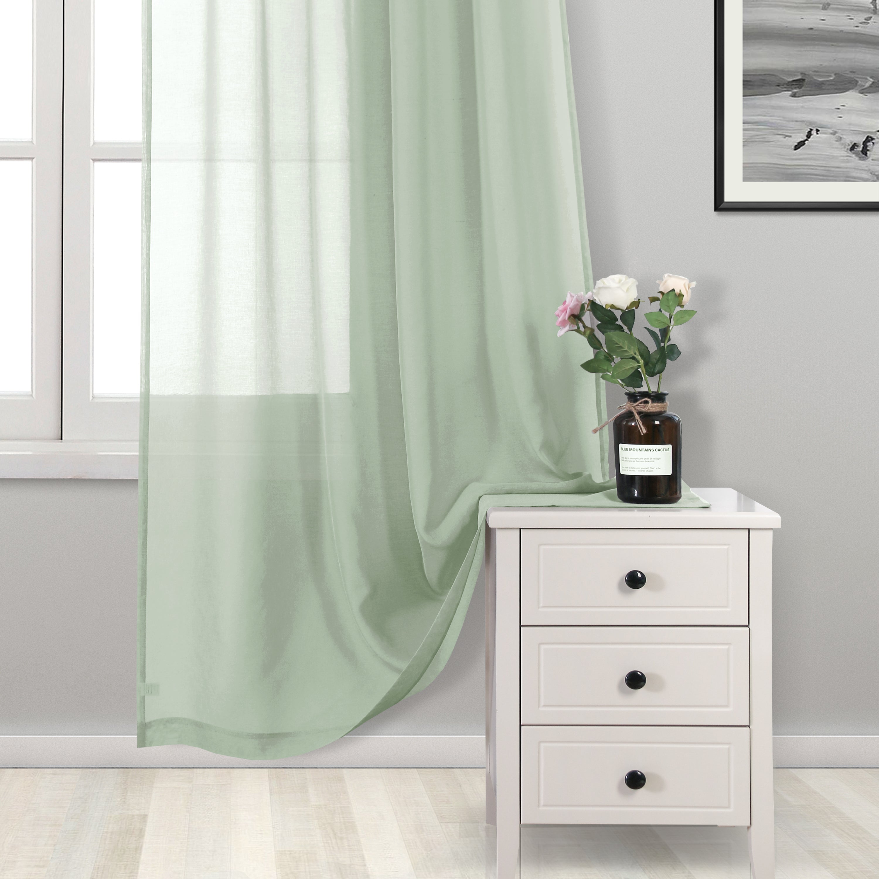 Rod Pocket Sheer Curtains, Set of 2 Panels