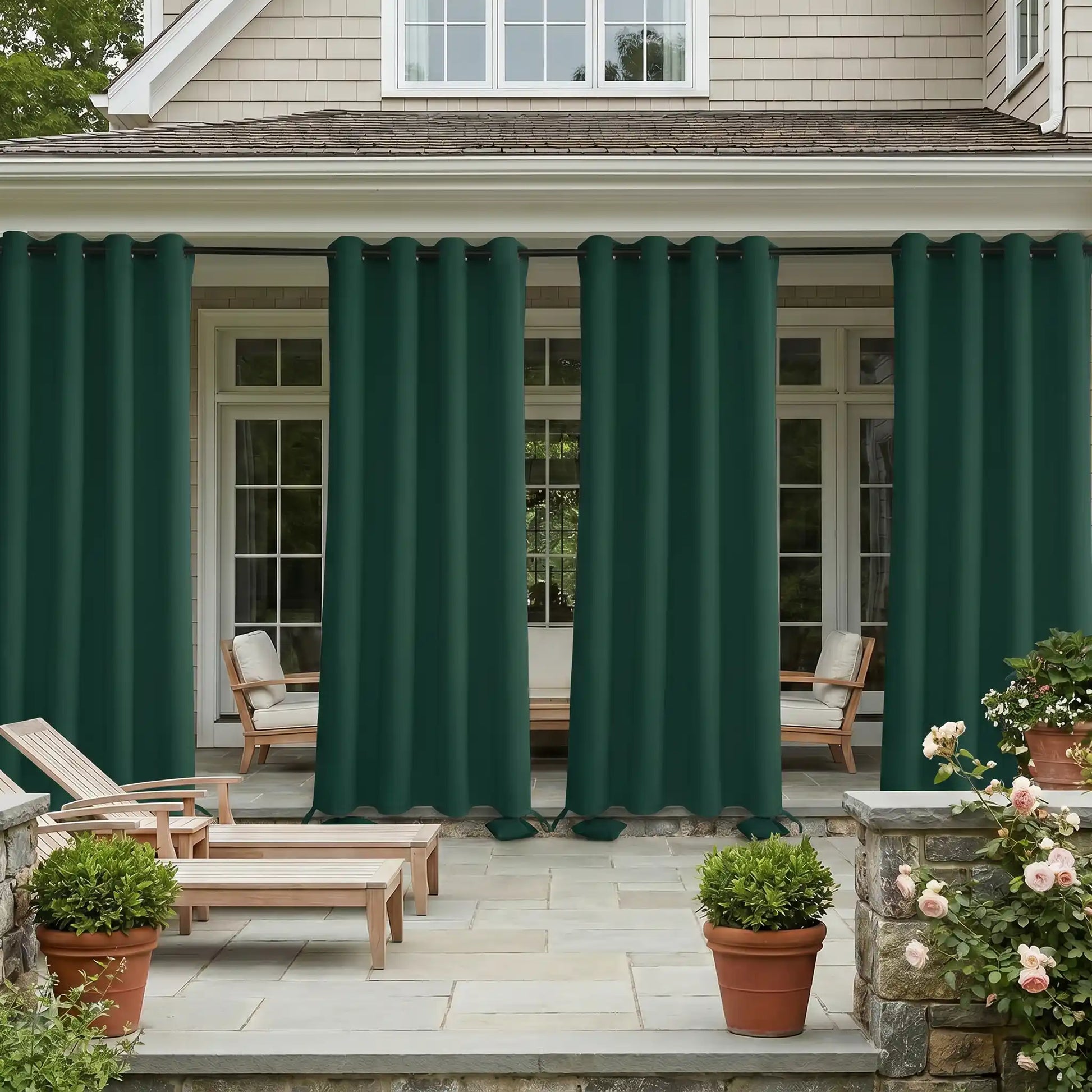 Outdoor curtain with grommet top and weighted bottom, waterproof and windproof fabric by DWCN Official.