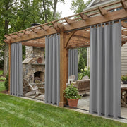DWCN outdoor curtains with tab top and grommet bottom, windproof and waterproof, suitable for outdoor patio or balcony.