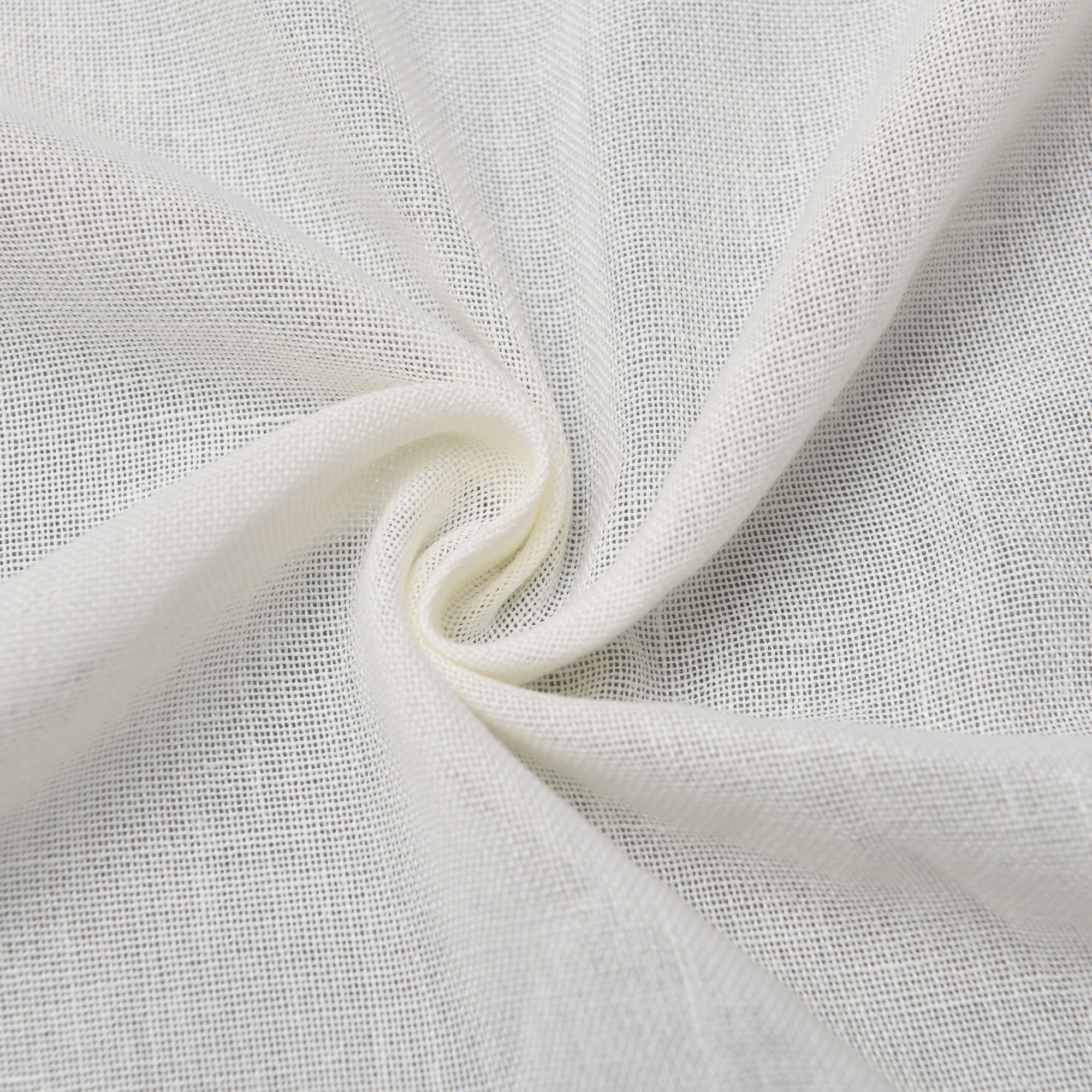 Light beige Calliope Cream Linen Voile Curtain by DWCN Official hanging with gentle folds, showcasing airy, textured linen fabric.