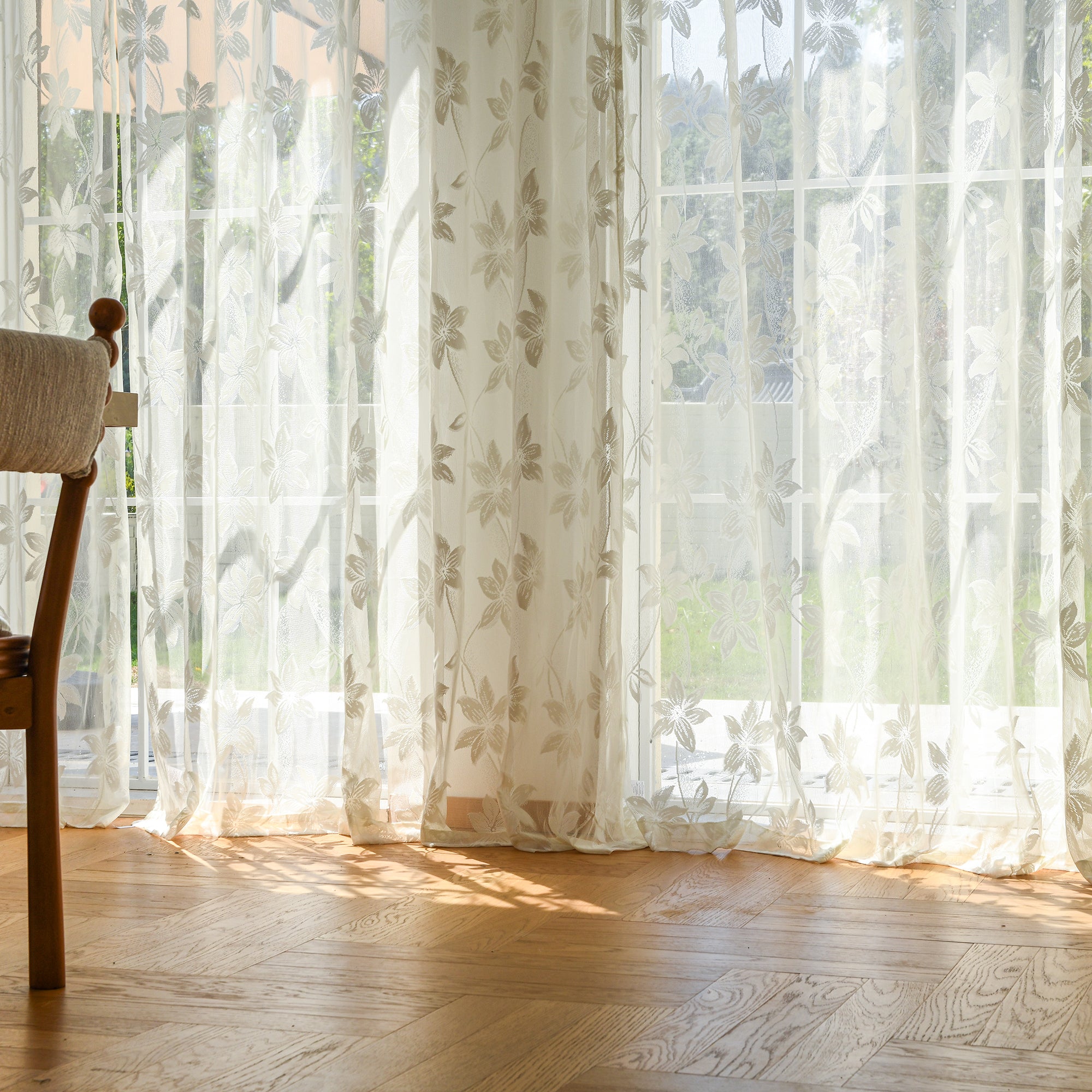 Custom Curtains: Semi-Sheer Lace Voile Curtains, Set of 2 Panels