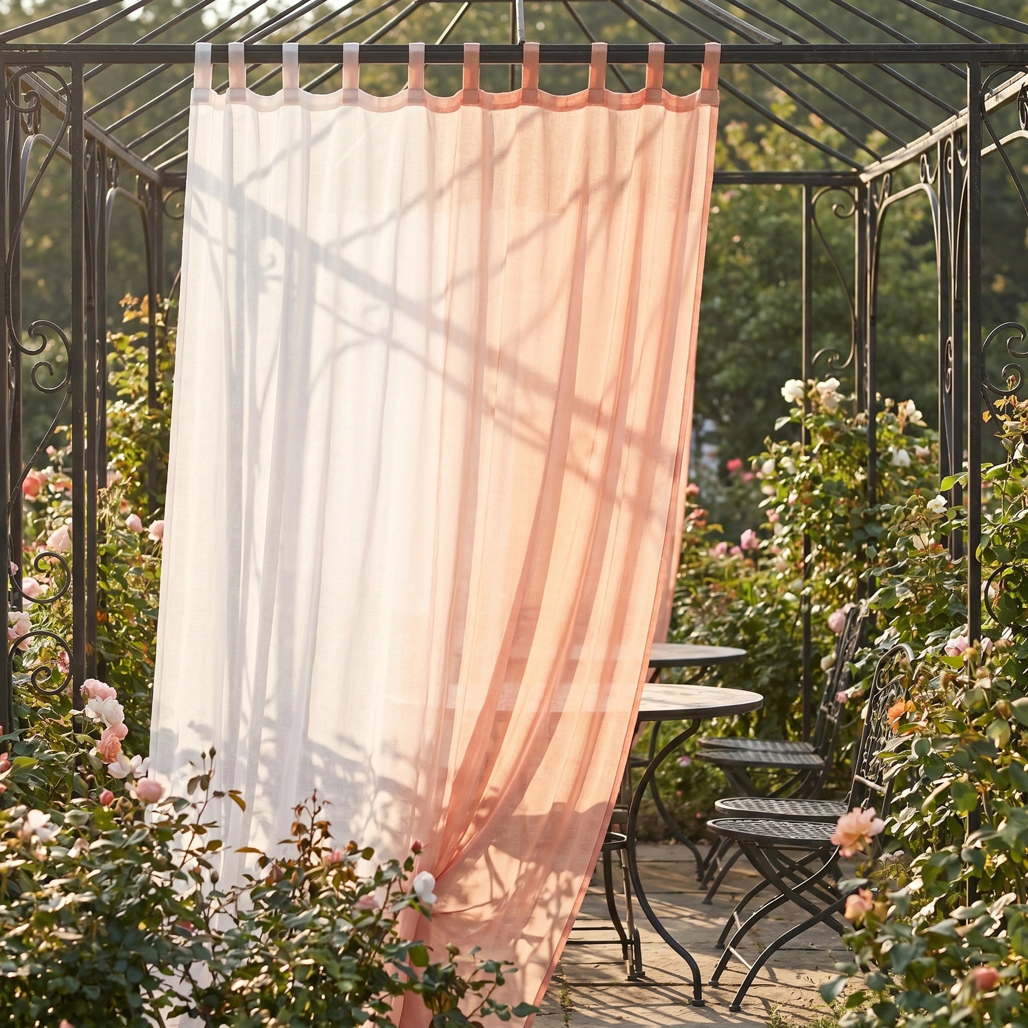 Linen Texture Ombre Outdoor Sheer Curtains