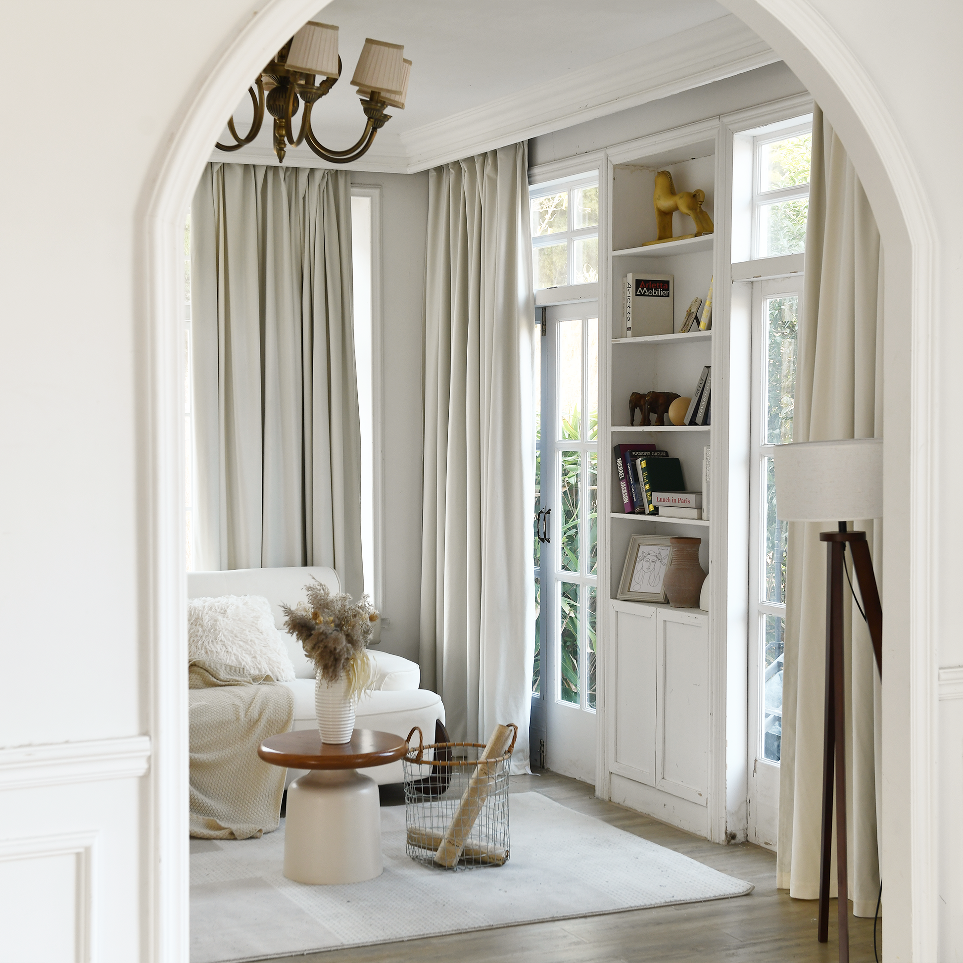 Black velvet blackout curtains by DWCN Official, showing thick, luxurious fabric designed to block light and add elegance to a room.