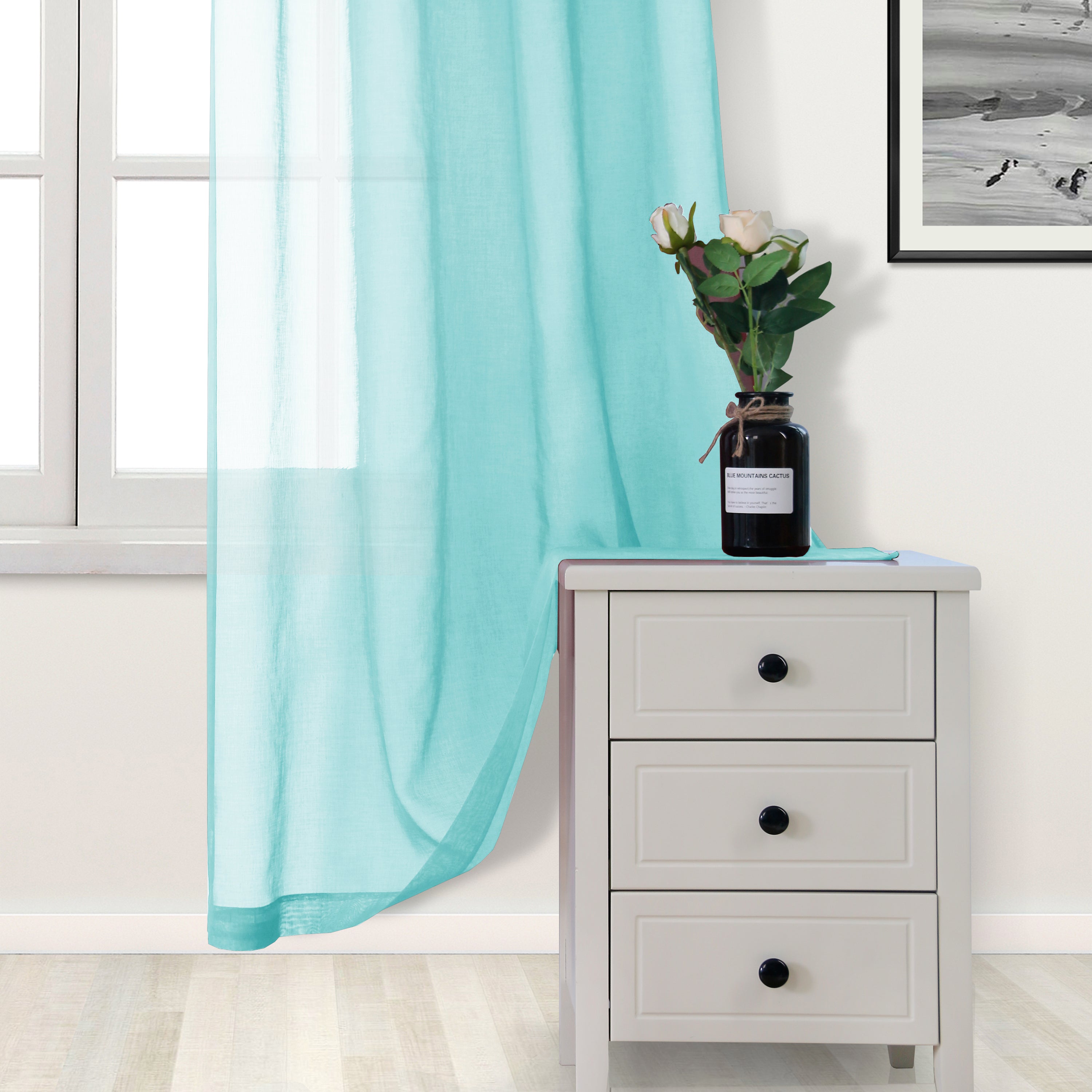 Rod Pocket Sheer Curtains, Set of 2 Panels