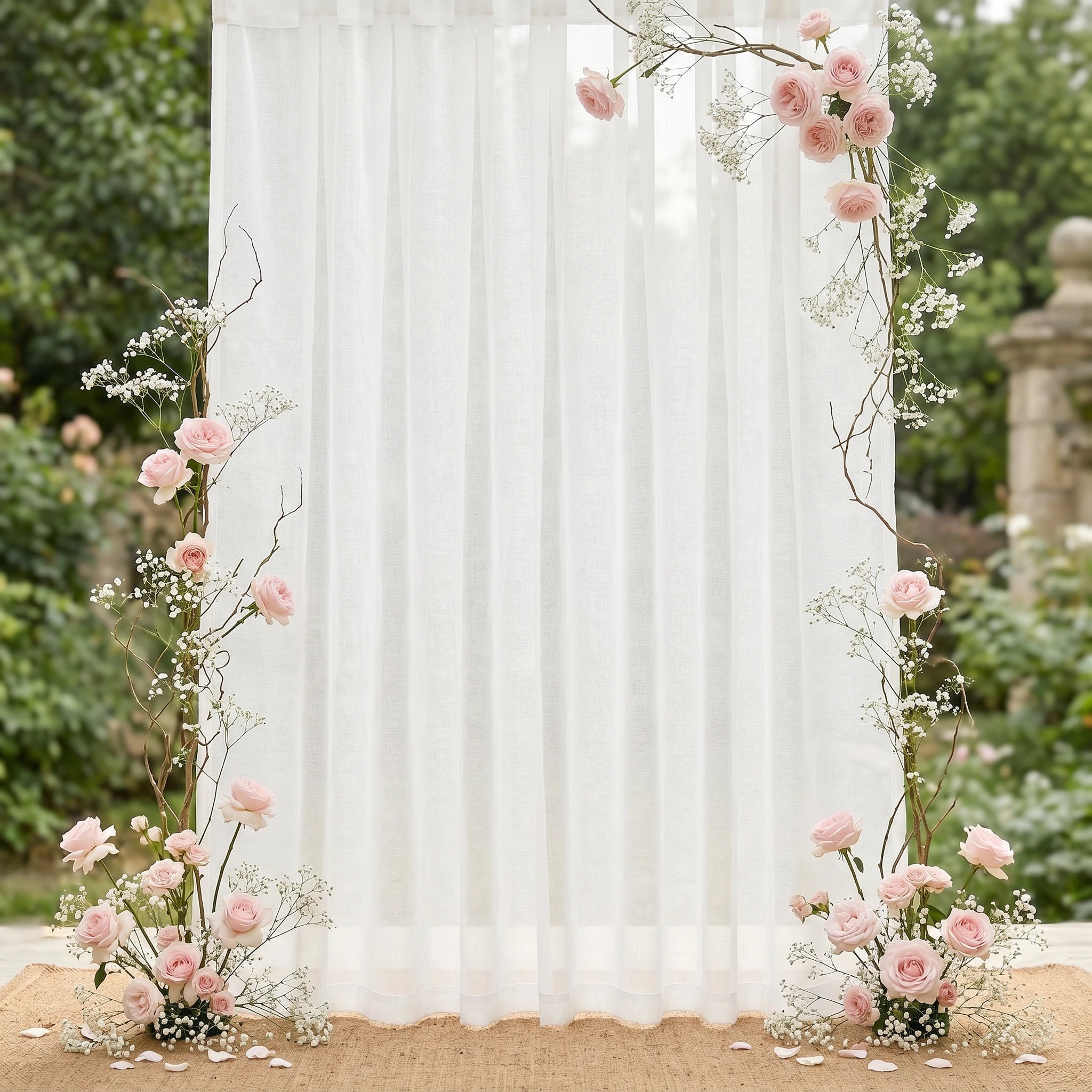 Wedding Linen-Texture Sheer Drapes