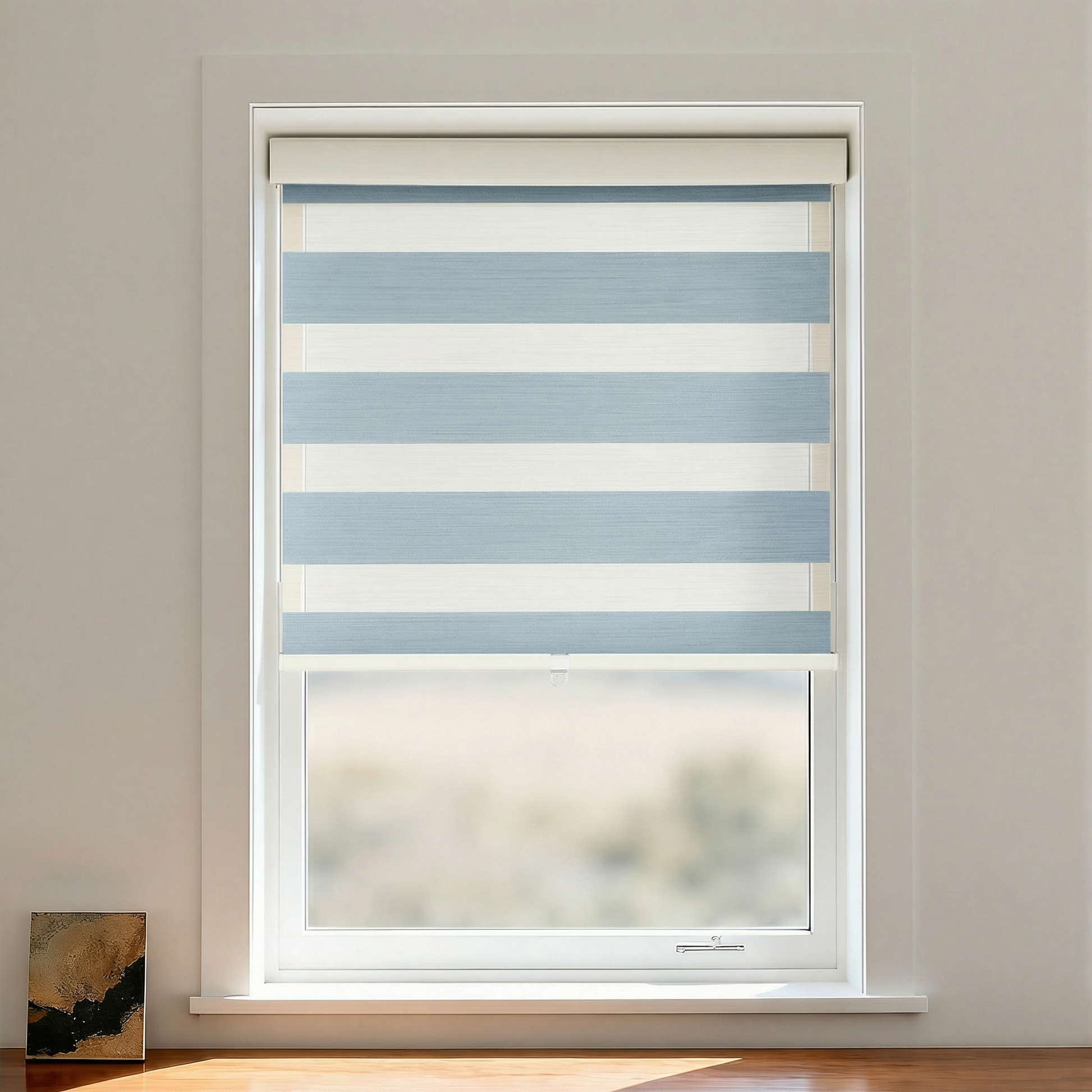 DWCN Official Terry Blackout Zebra Shade Cordless window covering with black and white striped zebra pattern and sleek design
