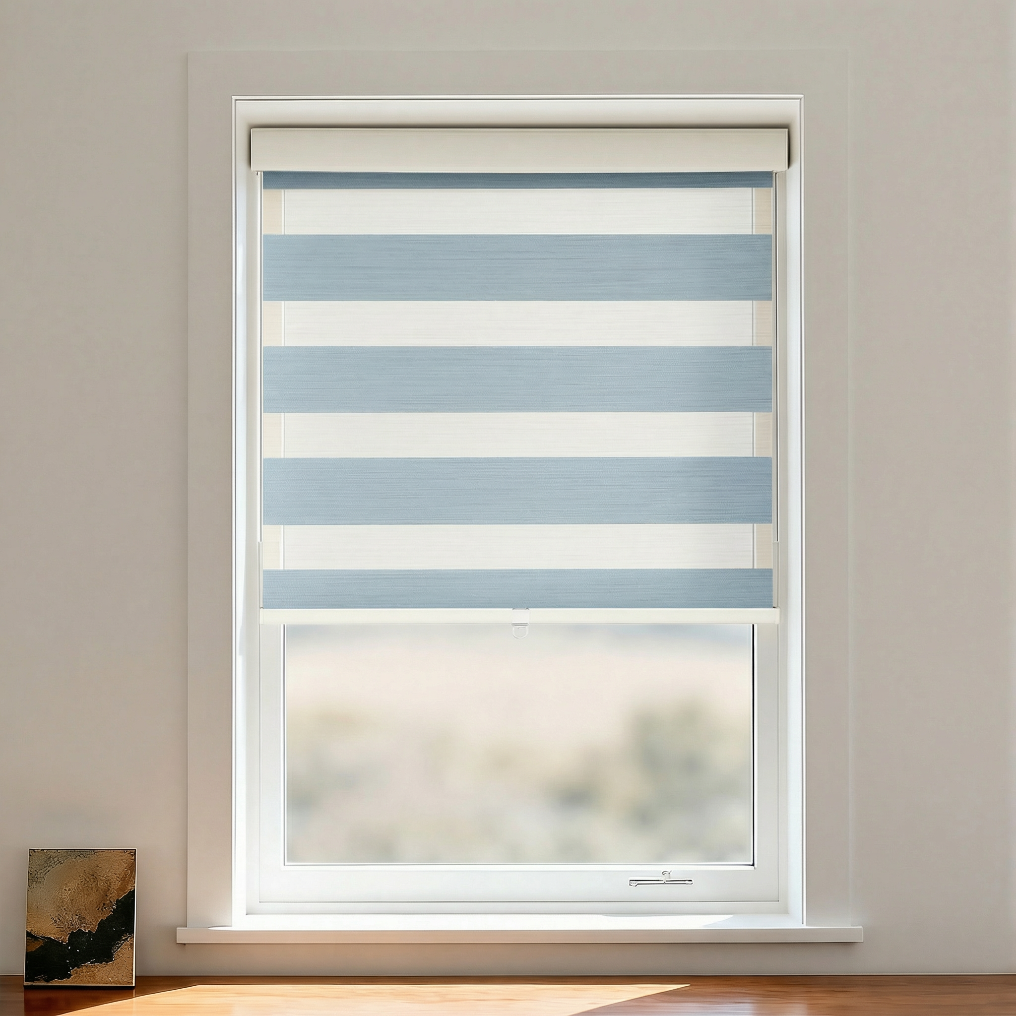 DWCN Official Terry Blackout Zebra Shade Cordless window covering with black and white striped zebra pattern and sleek design