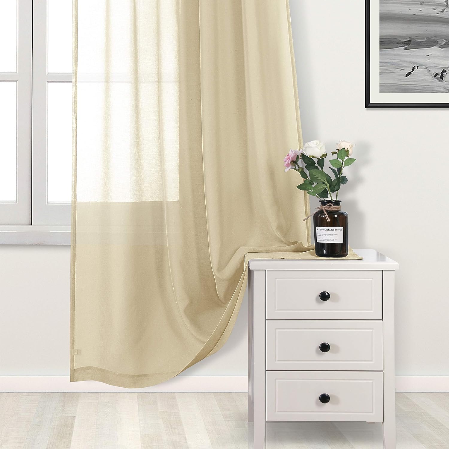 DWCN Faux Linen Sheer Curtains - DWCN Official