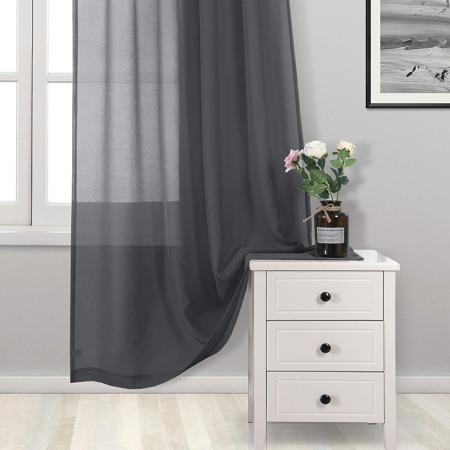 DWCN Faux Linen Sheer Curtains - DWCN Official
