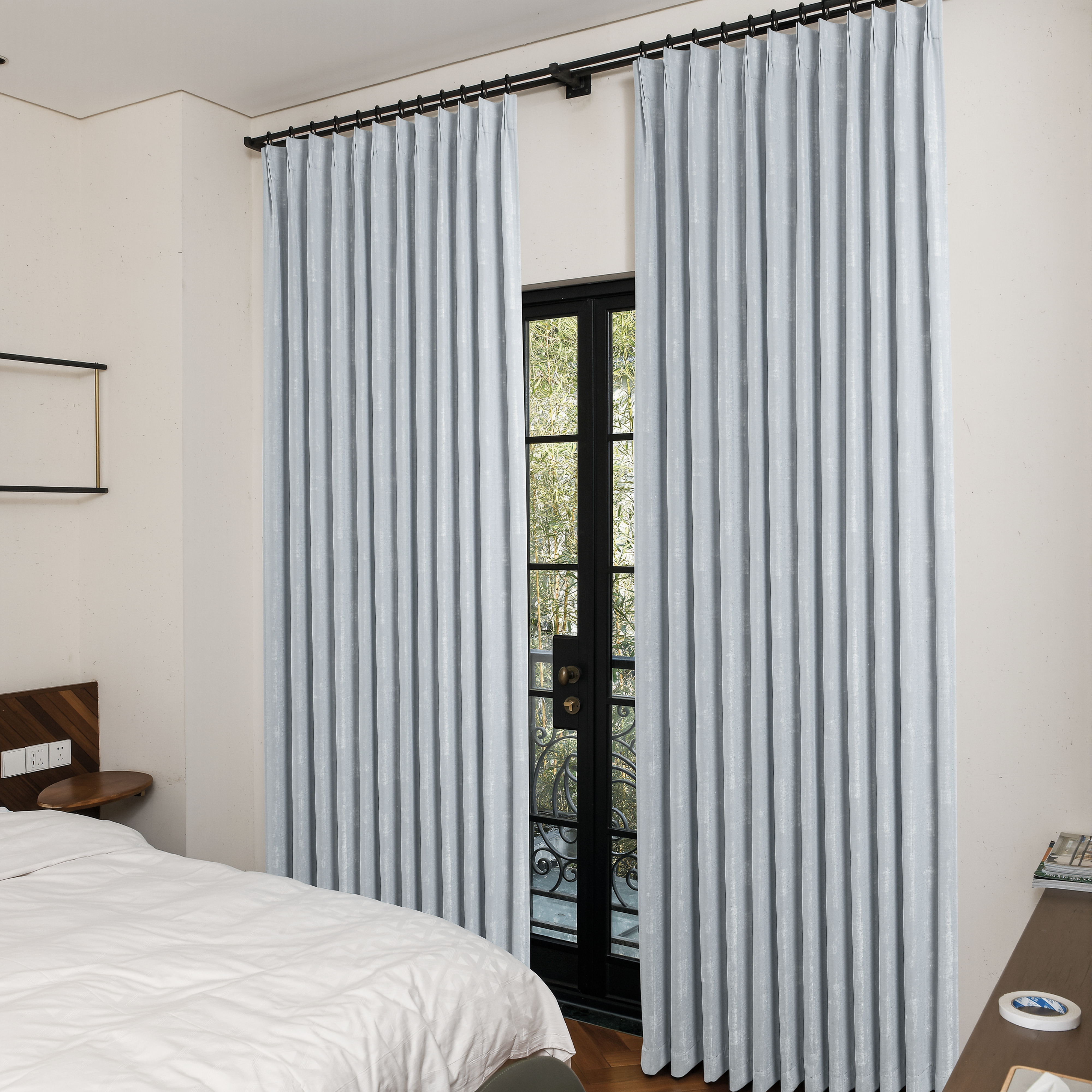 Aurelia Embroidered-Pattern Cotton Curtain