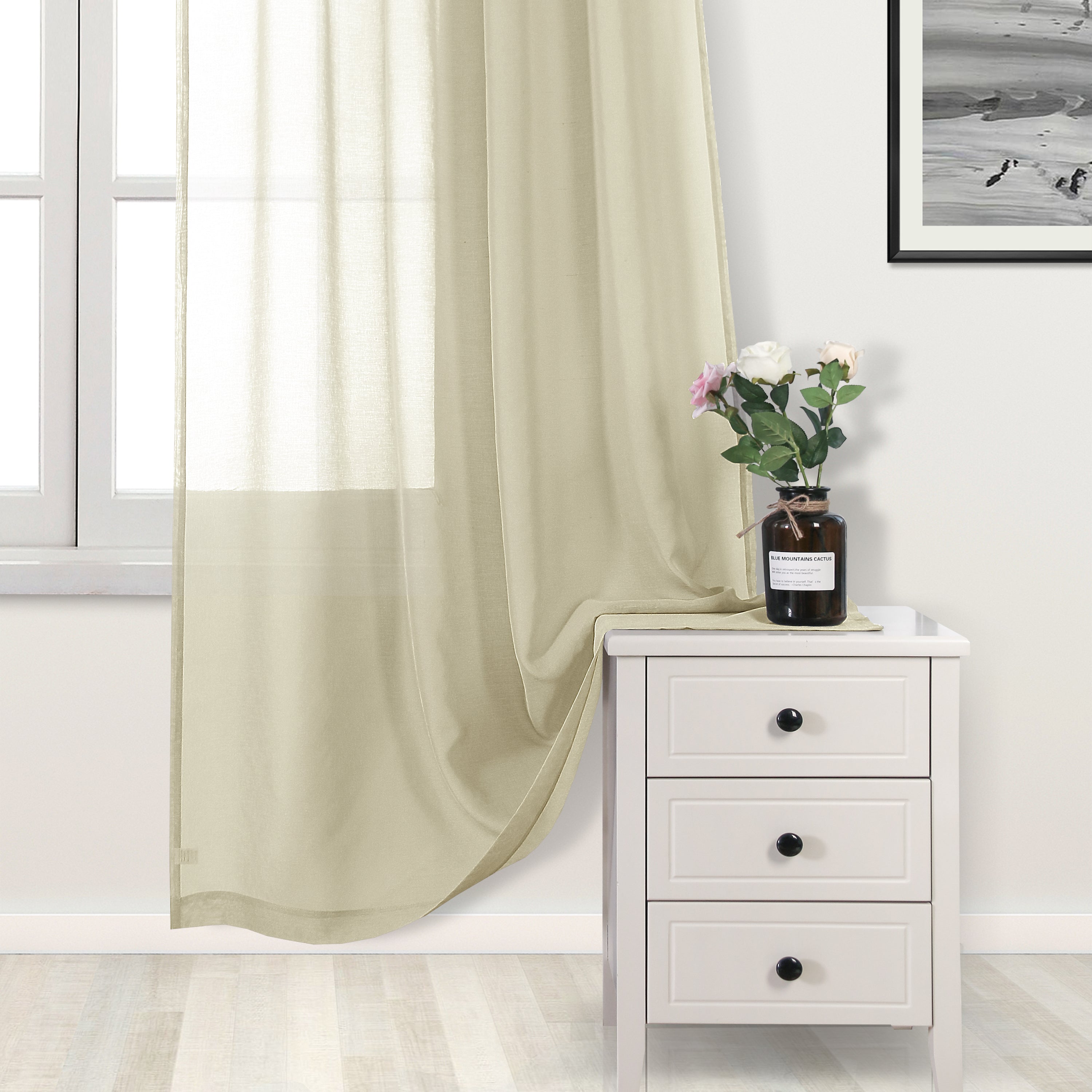 Custom Curtains: Faux Linen Sheer Curtains, Set of 2 Panels