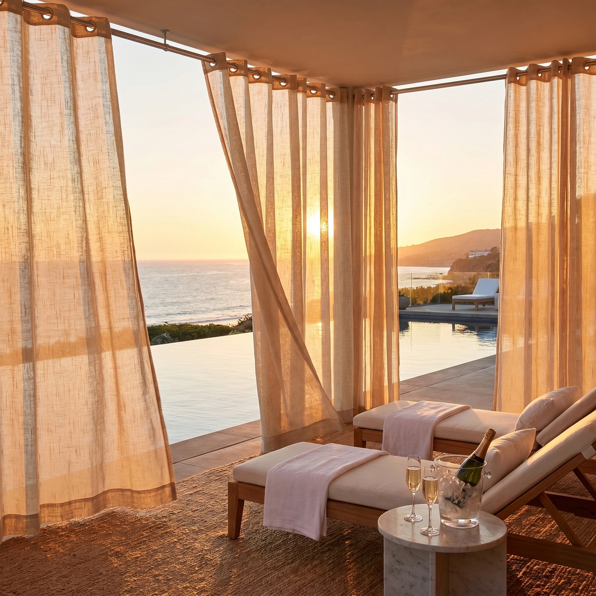 Linen Sheer Solid Outdoor Curtains