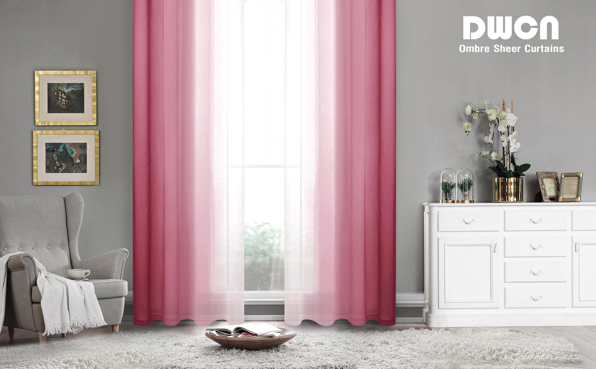 Custom Curtains: Ombre Sheer Curtains, Set of 2 Panels