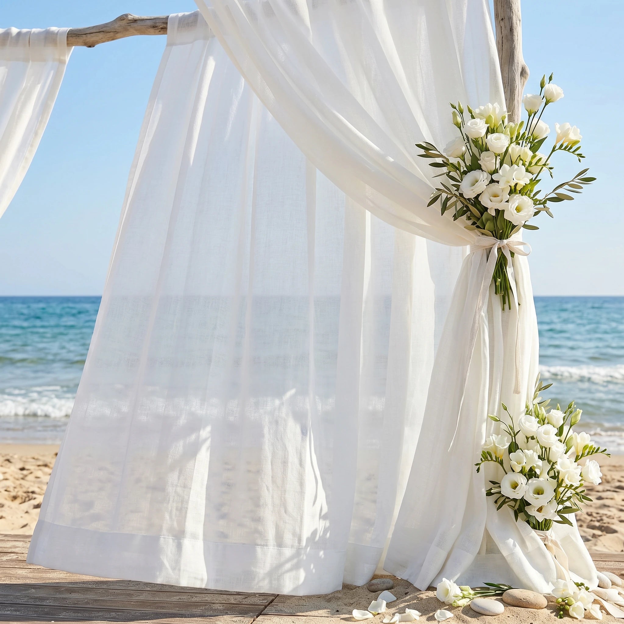 Wedding Linen-Texture Sheer Drapes