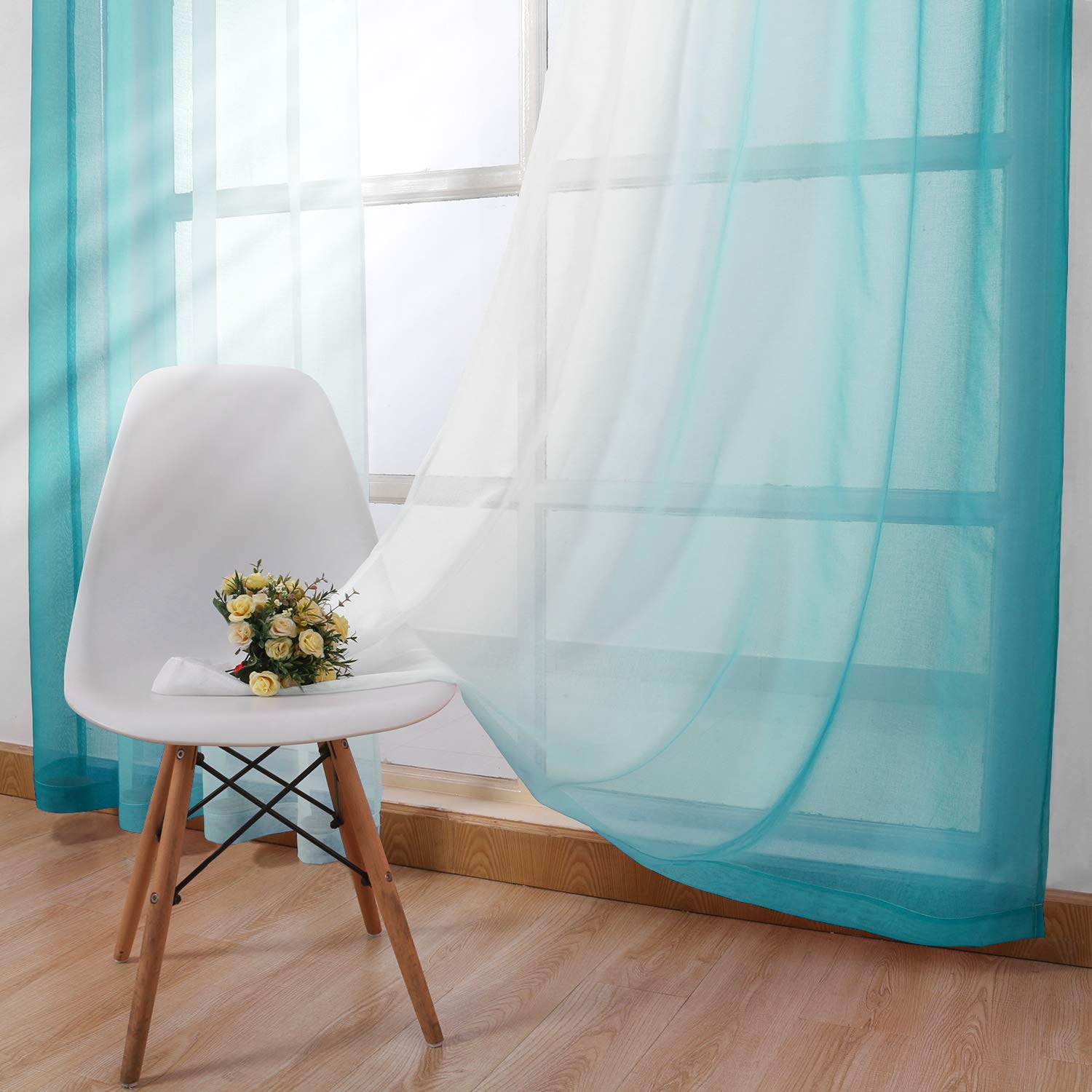 Custom Curtains: Ombre Sheer Curtains, Set of 2 Panels