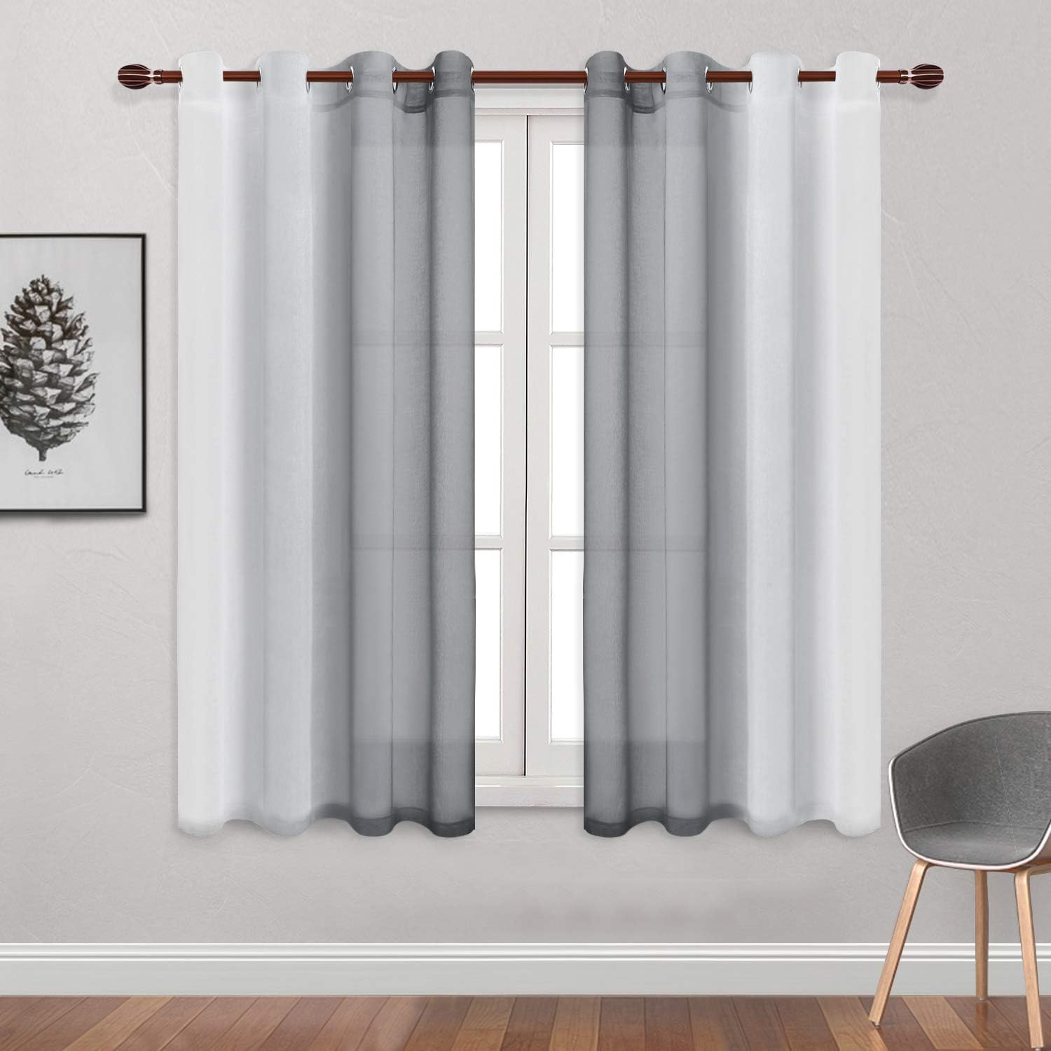 Custom Curtains: Ombre Sheer Curtains, Set of 2 Panels